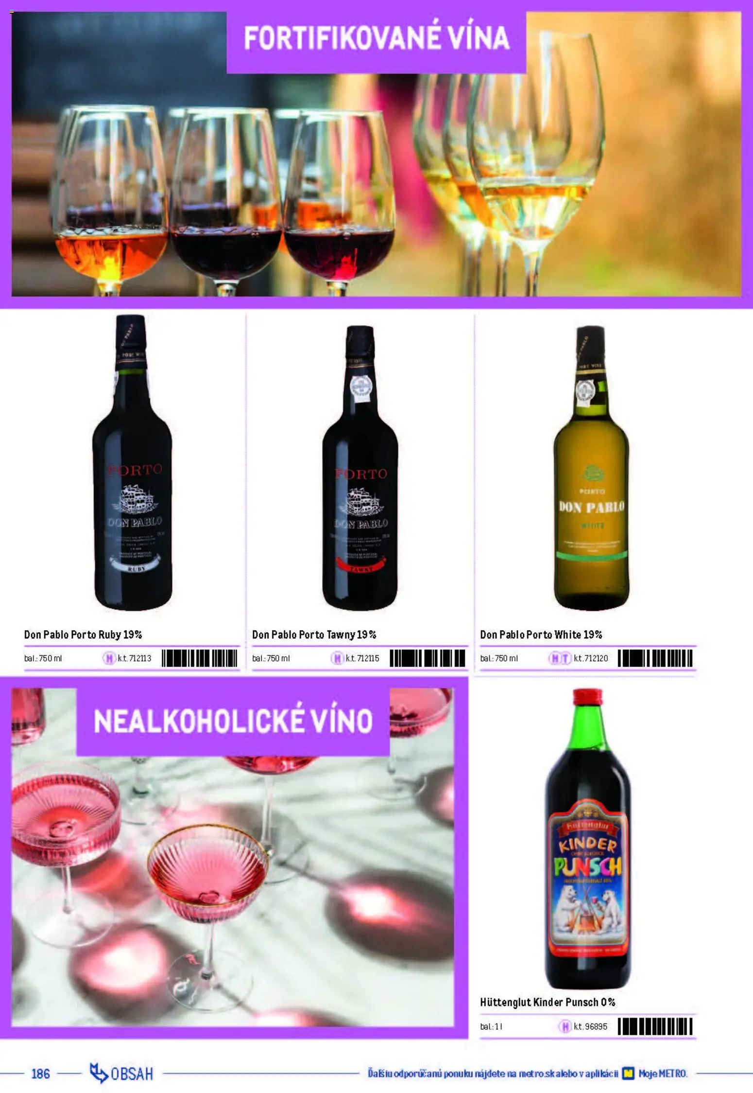 Nové Metro akcie – leták je platný od 05.12.2025 | Strana: 186 | Produkty: Víno, Kinder, Nealkoholické víno