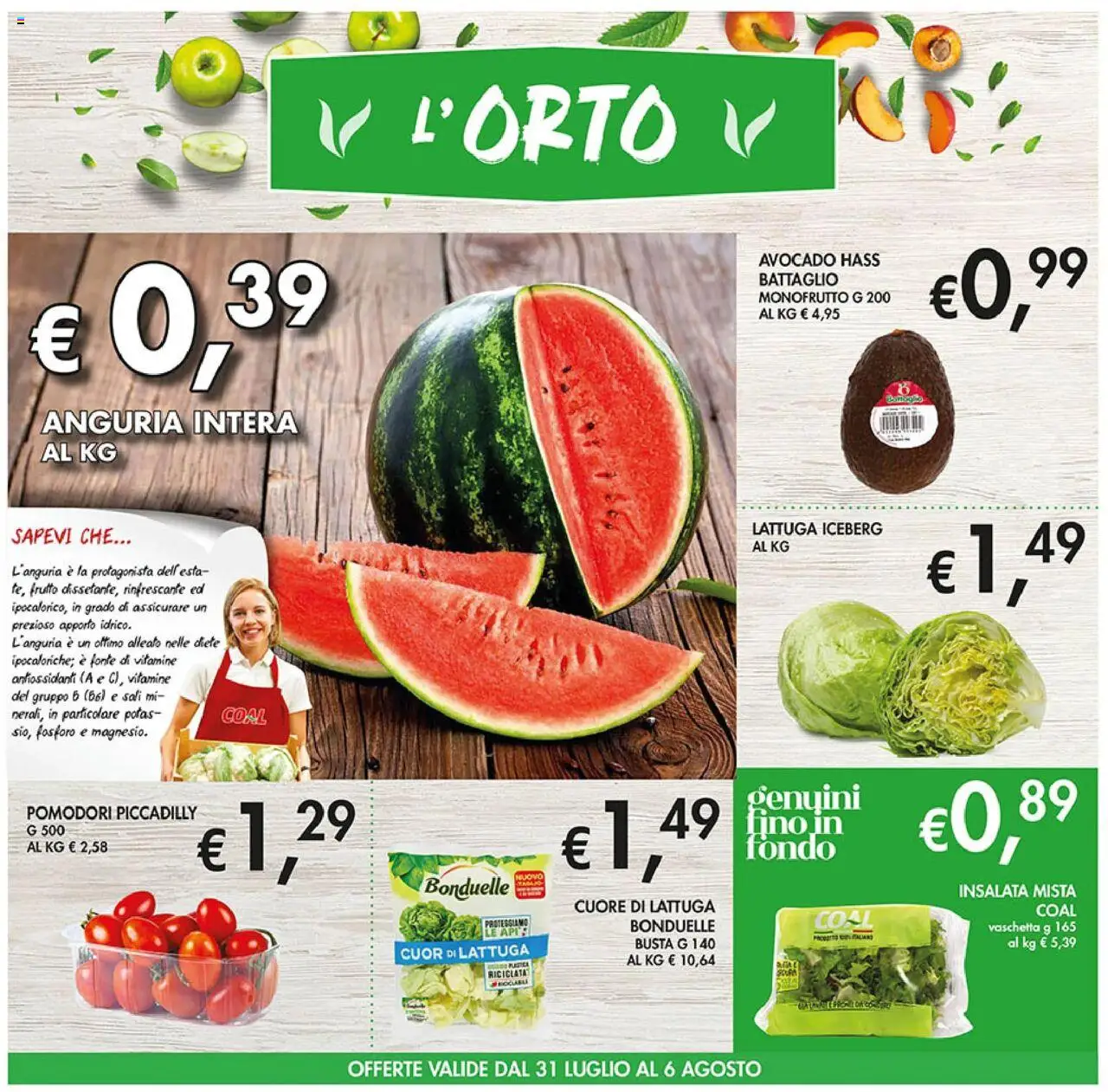 Volantino Coal del 31.07.2025 | Pagina: 8 | Prodotti: Insalata, Pomodori, Anguria, Lattuga