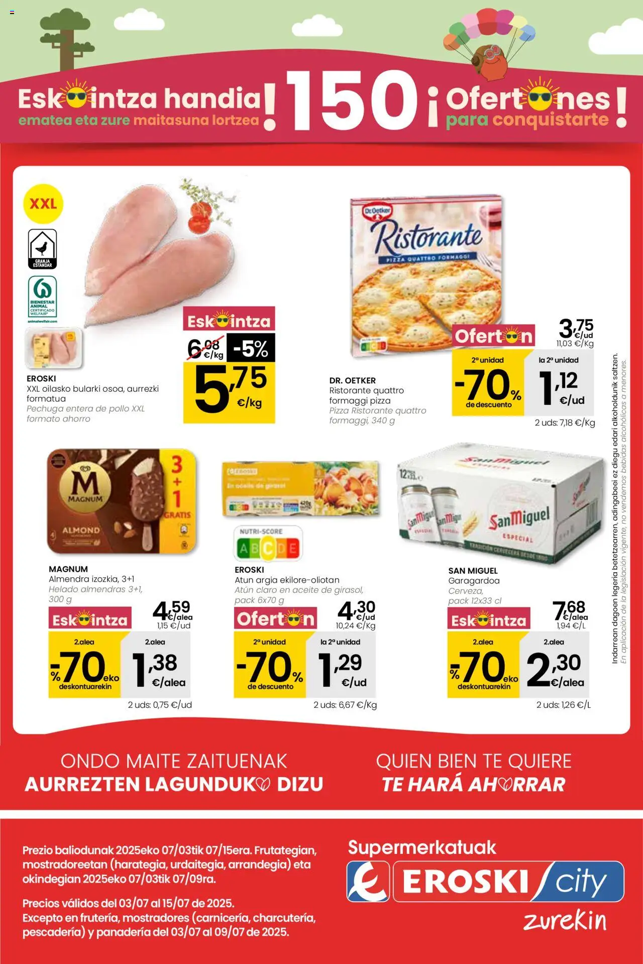Eroski Hipermercados A Coruña │ válido desde el 03.07.2025 | Página: 1 | Productos: Té, Helado, Panadería, Atún claro