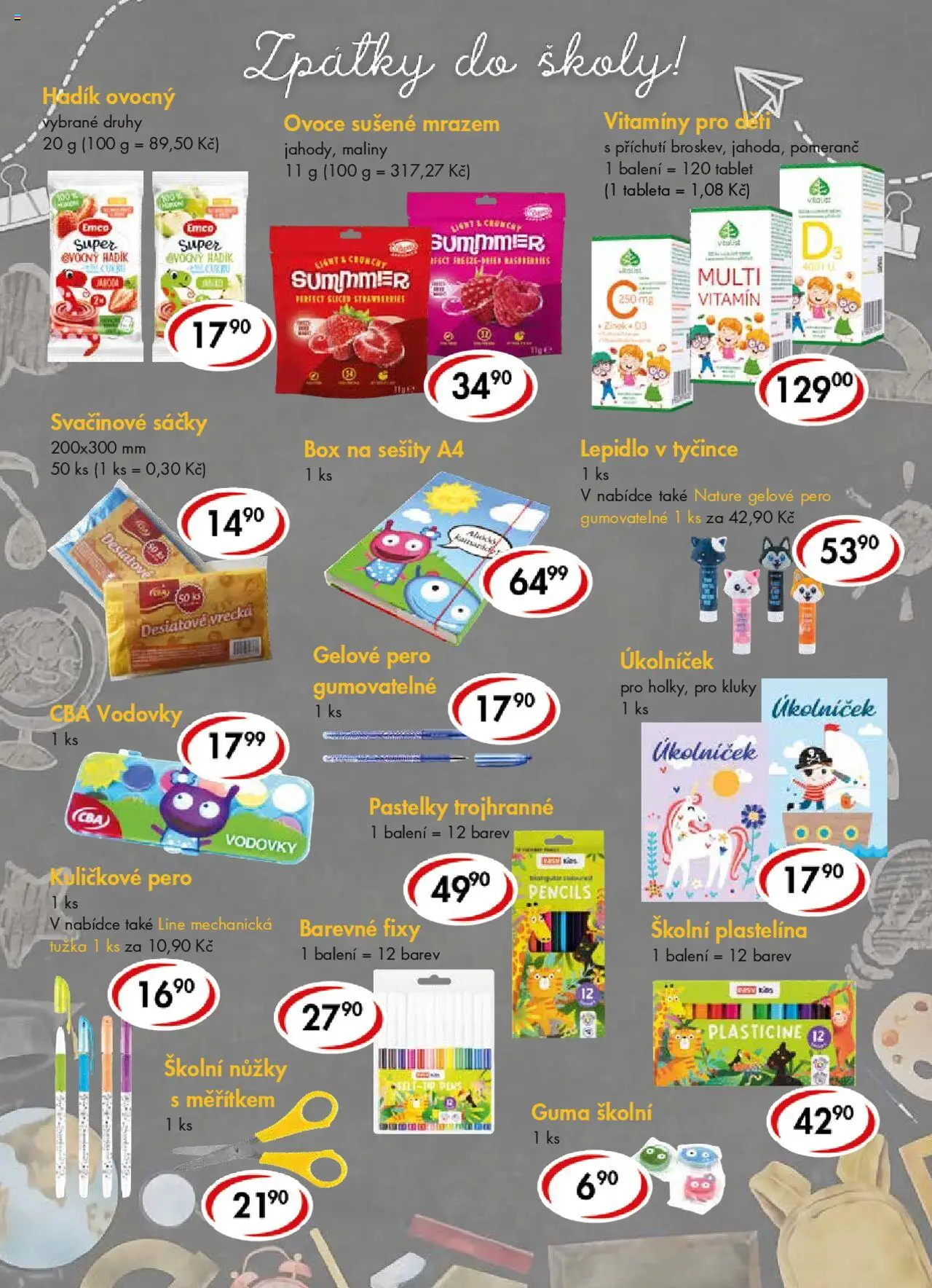 CBA leták od 20.08.2025 | Strana: 5 | Produkty: Pastelky, Box, Sešity, Tablet