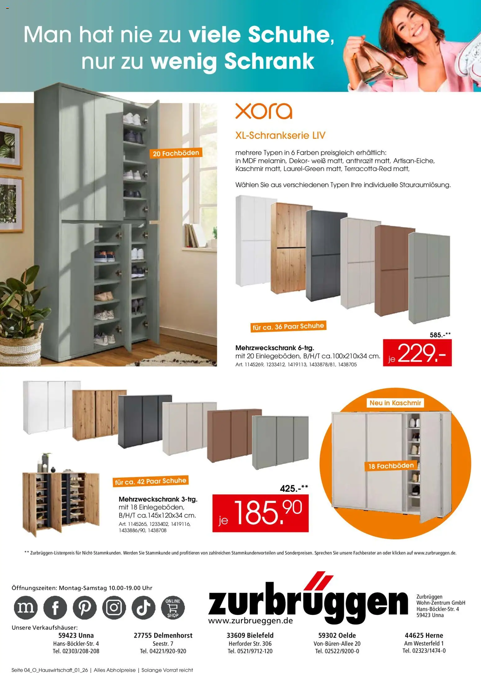 Zurbrüggen Stauraumlösungen – gültig ab 27.04.2026 | Seite: 4 | Produkte: Schrank, Uhr