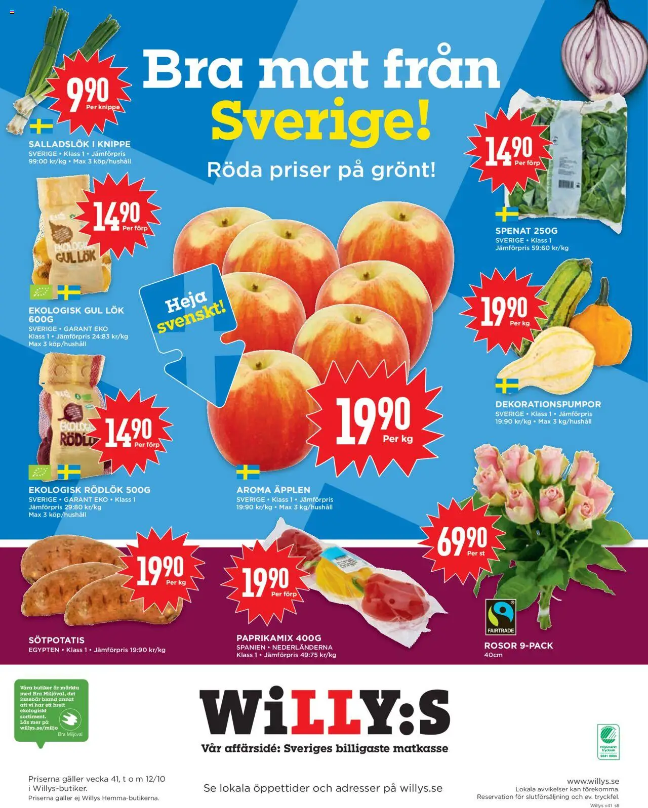 Willys reklamblad aktuell från 06.10.2025 | Sida: 8 | Produkter: Galler, Spenat, Rödlök, Salladslök