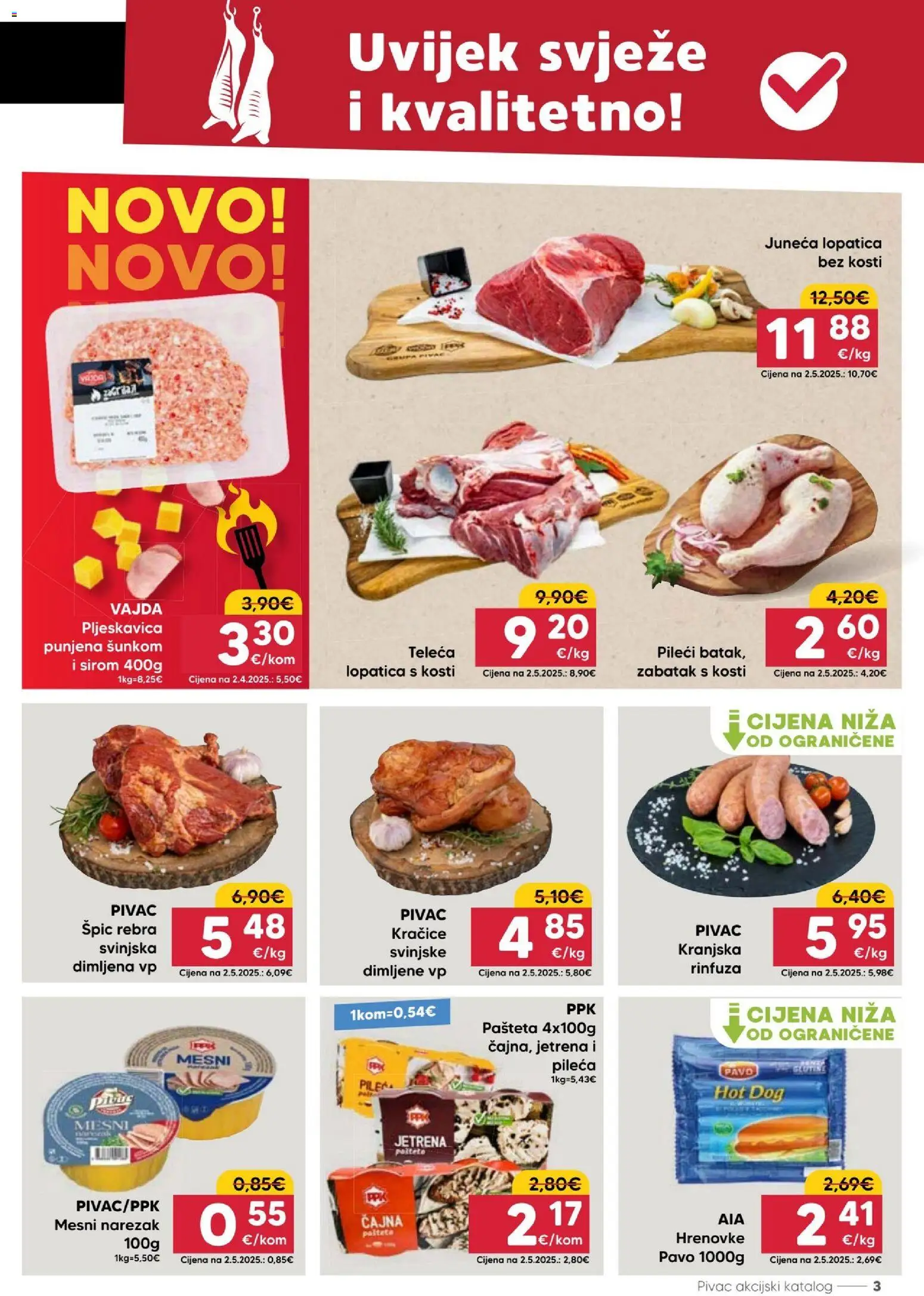Pivac katalog | vrijedi od 13.04.2026 | Stranica: 3 | Proizvodi: Hrenovke, Narezak, Pašteta, Lopatica
