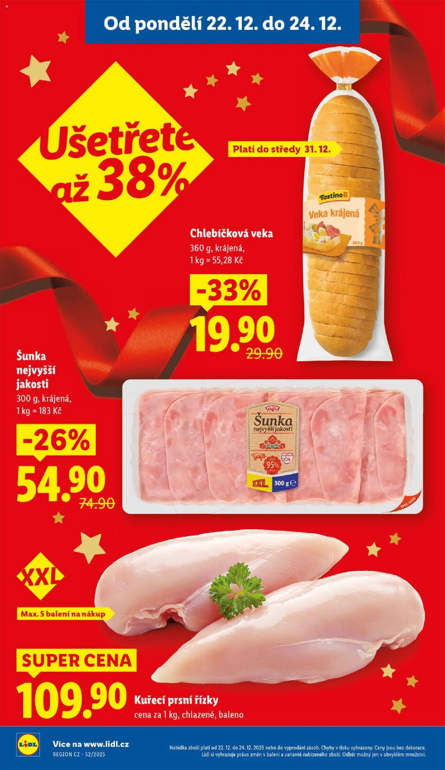 Lidl leták od 22.12.2025 | Strana: 2 | Produkty: Veka, Šunka, Kuřecí prsní řízky, Pikok