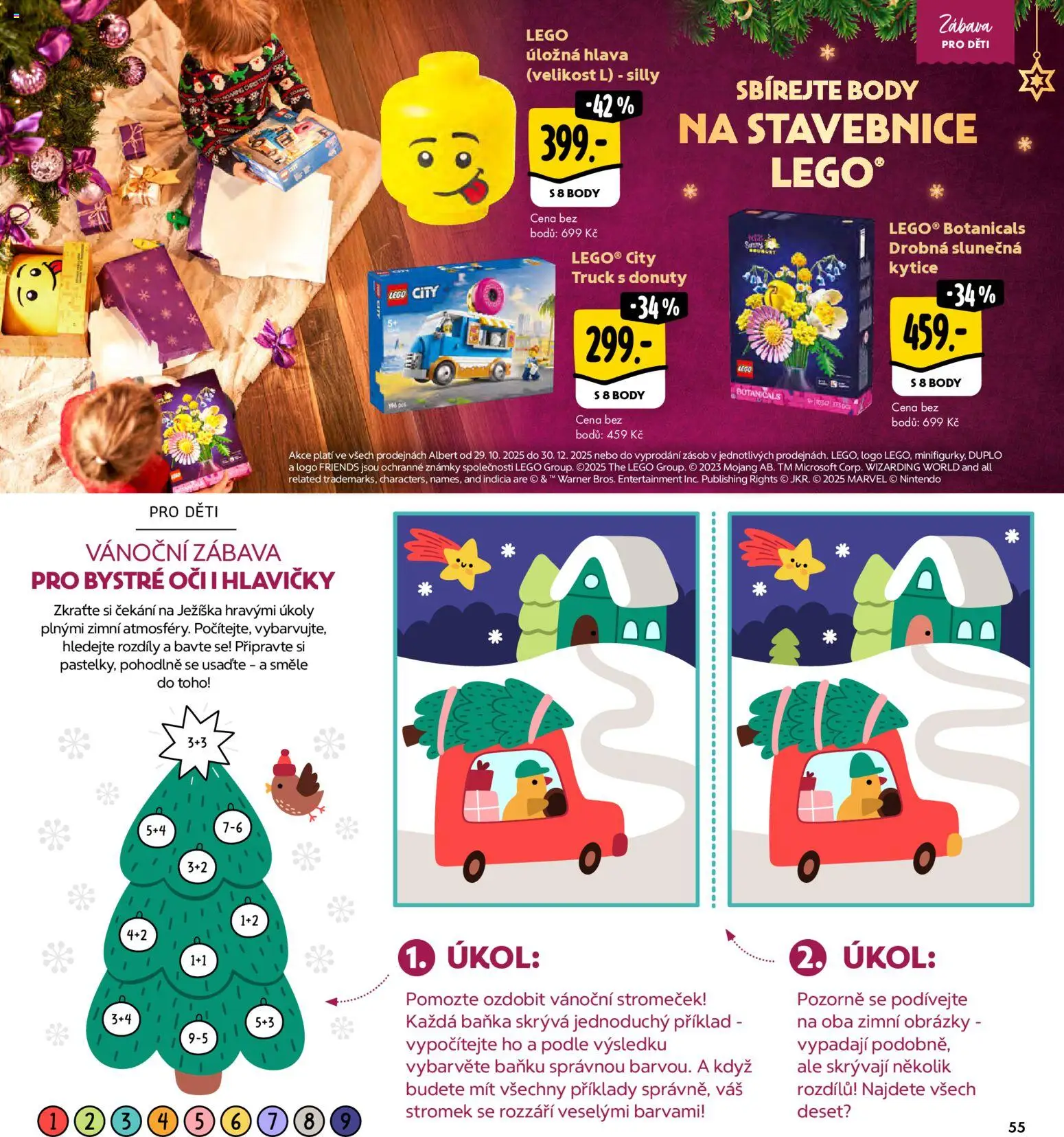 Albert magazín od 01.12.2025 | Strana: 55 | Produkty: Známky, Stavebnice, Kytice, Body