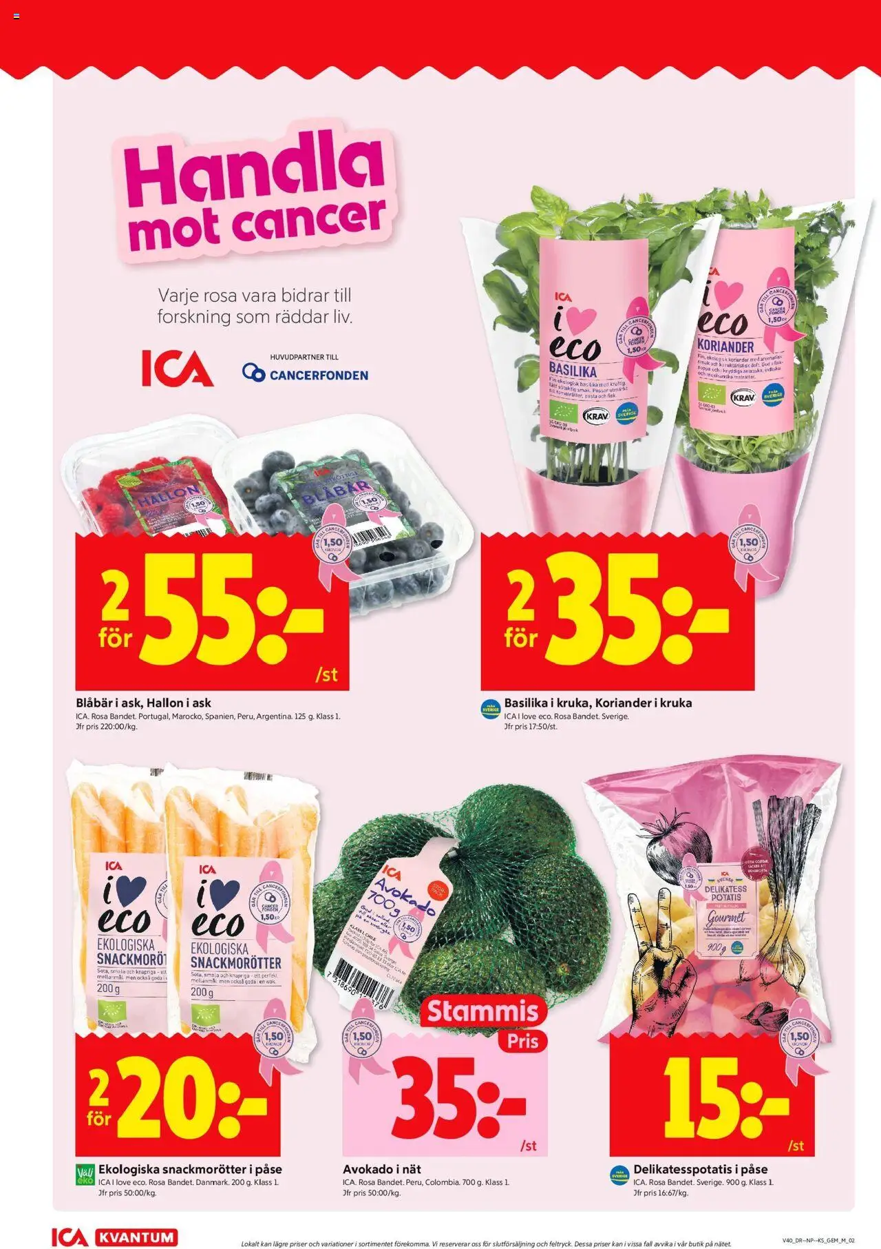 ICA Kvantum reklamblad aktuell från 29.09.2025 | Sida: 2 | Produkter: Potatis, Sallad, Hallon, Basilika