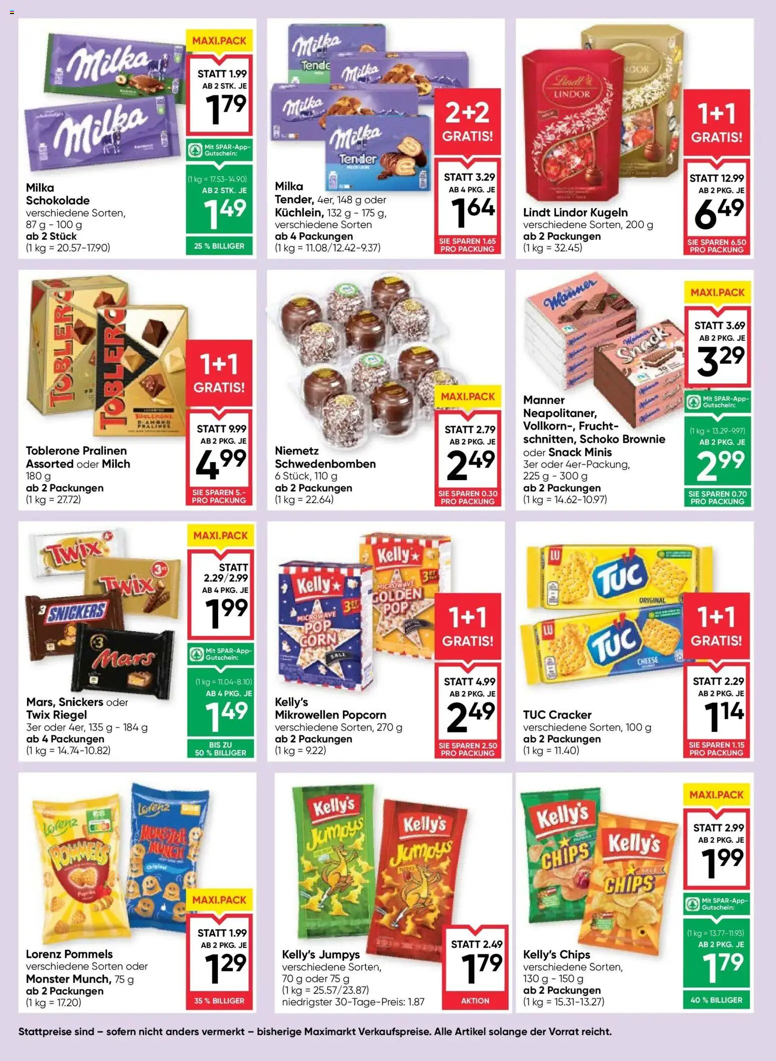 Maximarkt Anif gültig ab 23.10.2025 | Seite: 12 | Produkte: Chips, Milch, Schokolade