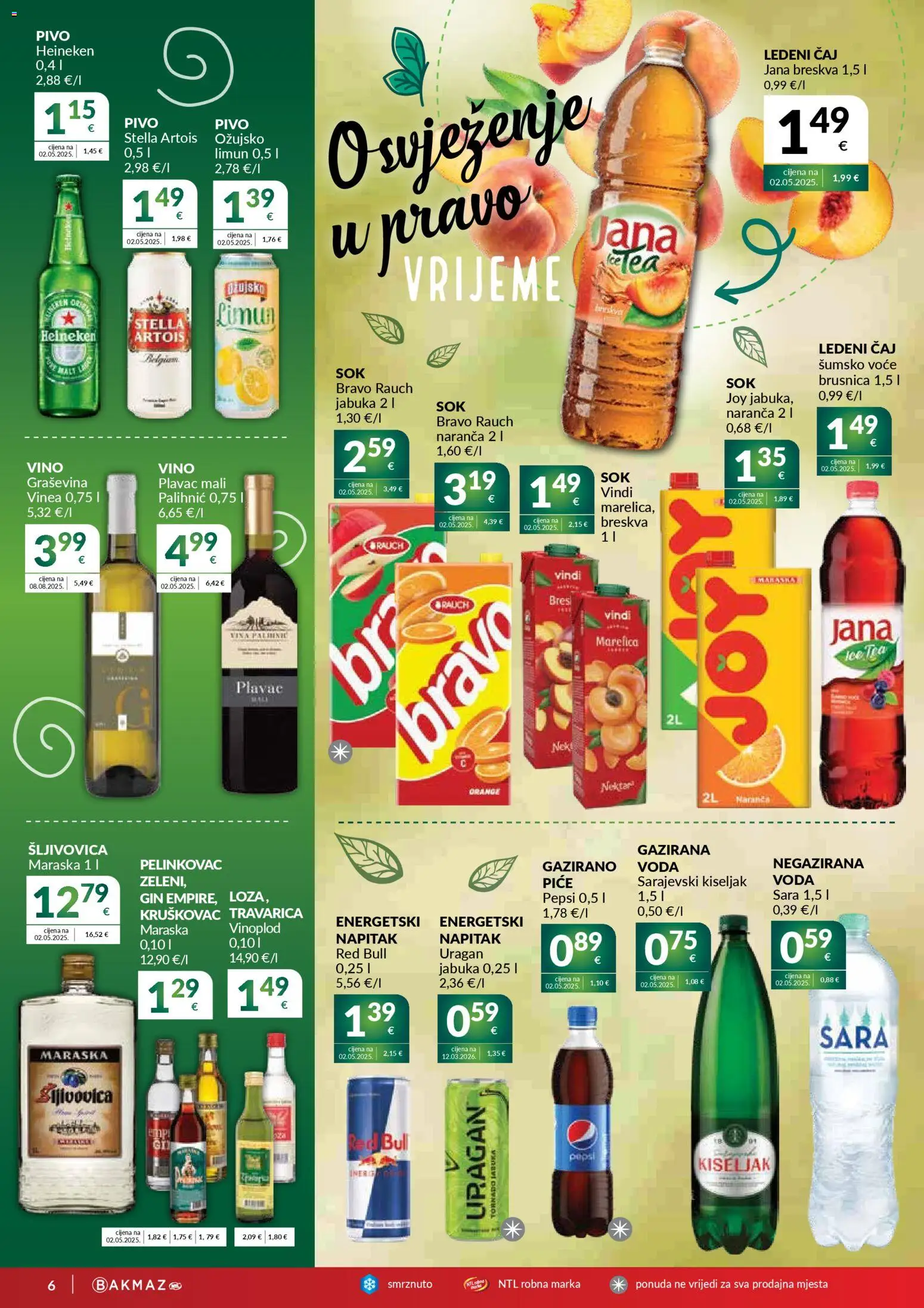 Bakmaz katalog | vrijedi od 08.04.2026 | Stranica: 6 | Proizvodi: Pelinkovac, Vino, Breskva, Jabuka