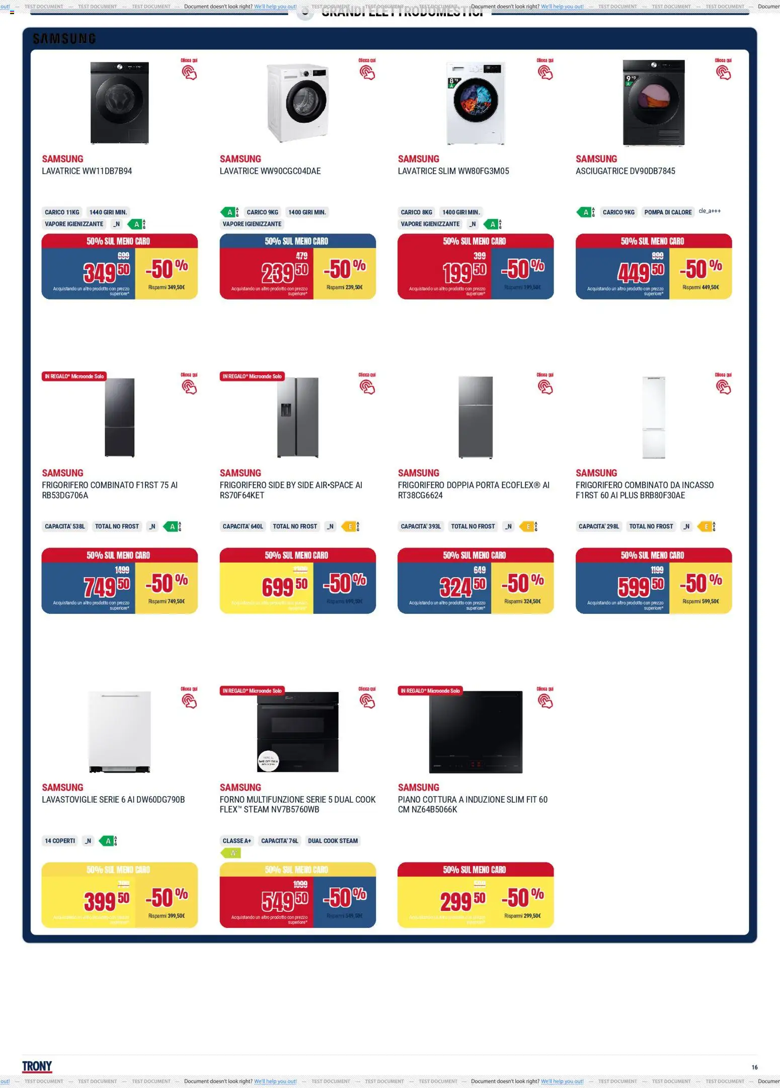 Volantino Trony del 19.02.2026 | Pagina: 16 | Prodotti: Piano cottura, Frigorifero, Forno, Frigorifero combinato