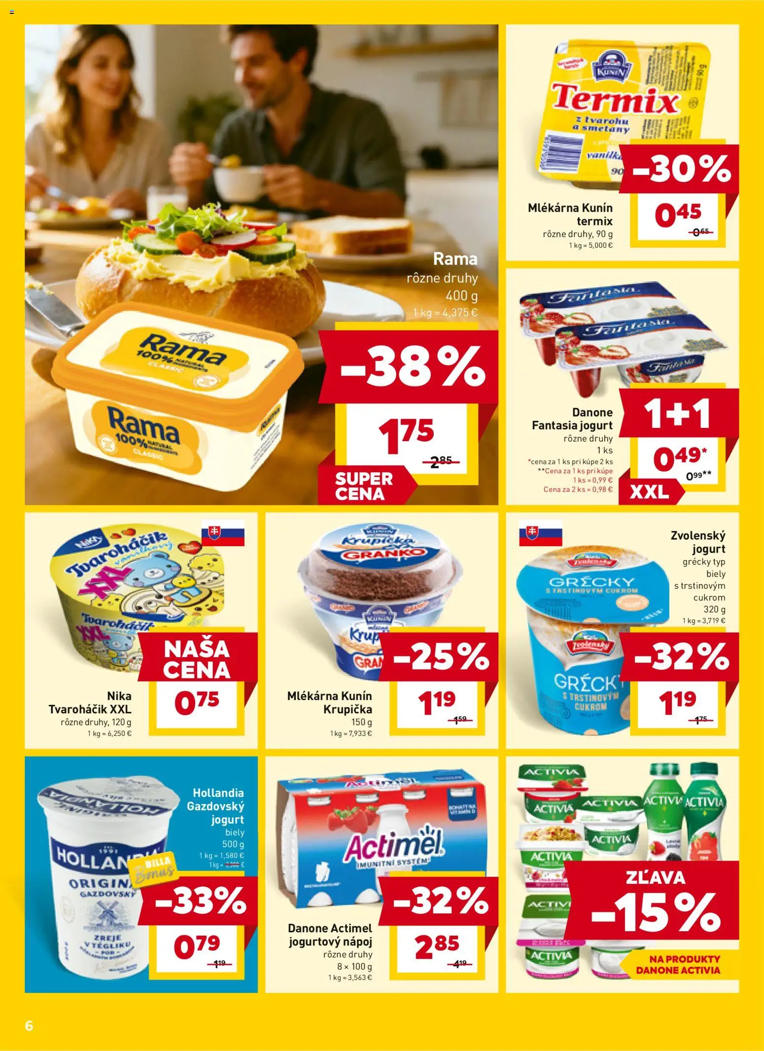 Nové Billa akcie – leták je platný od 02.01.2026 | Strana: 6 | Produkty: Jogurt, Rama, Actimel, Granko