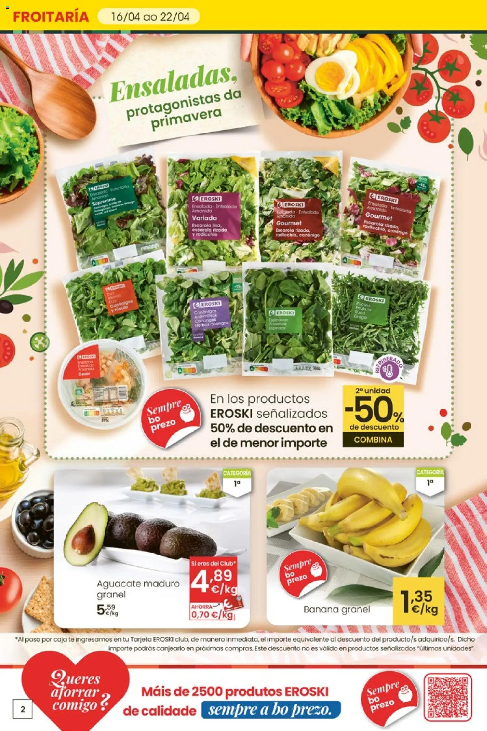 Eroski Quieres ahorrar conmigo │ válido desde el 16.04.2026 | Página: 2 | Productos: Té, Ensalada, Caja