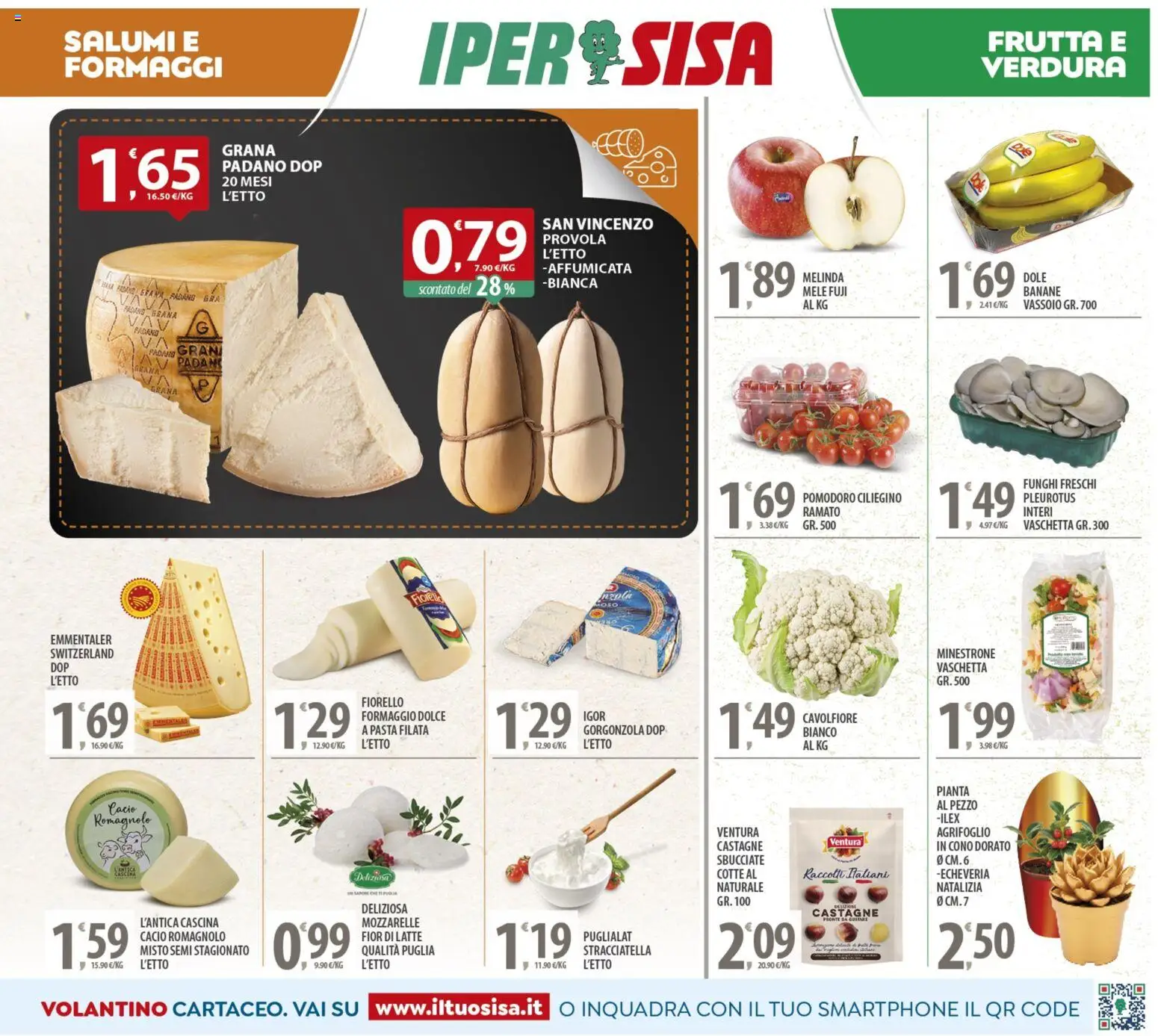 Volantino SISA del 14.11.2025 | Pagina: 3 | Prodotti: Mele, Banane, Frutta, Provola