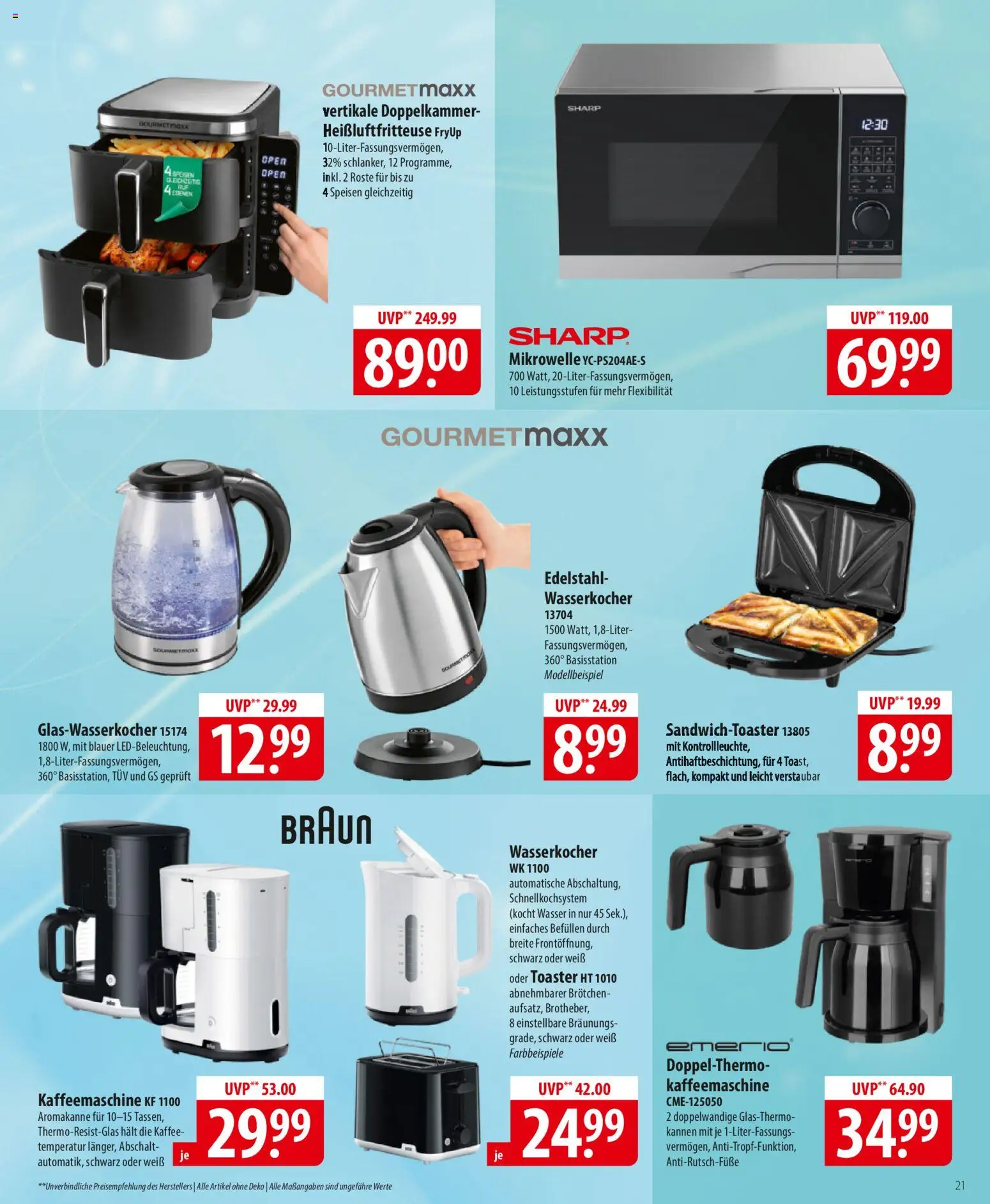 Famila Prospekt 	 – gültig ab 29.12.2025 | Seite: 21 | Produkte: Mikrowelle, Toaster, Wasser, Heißluftfritteuse