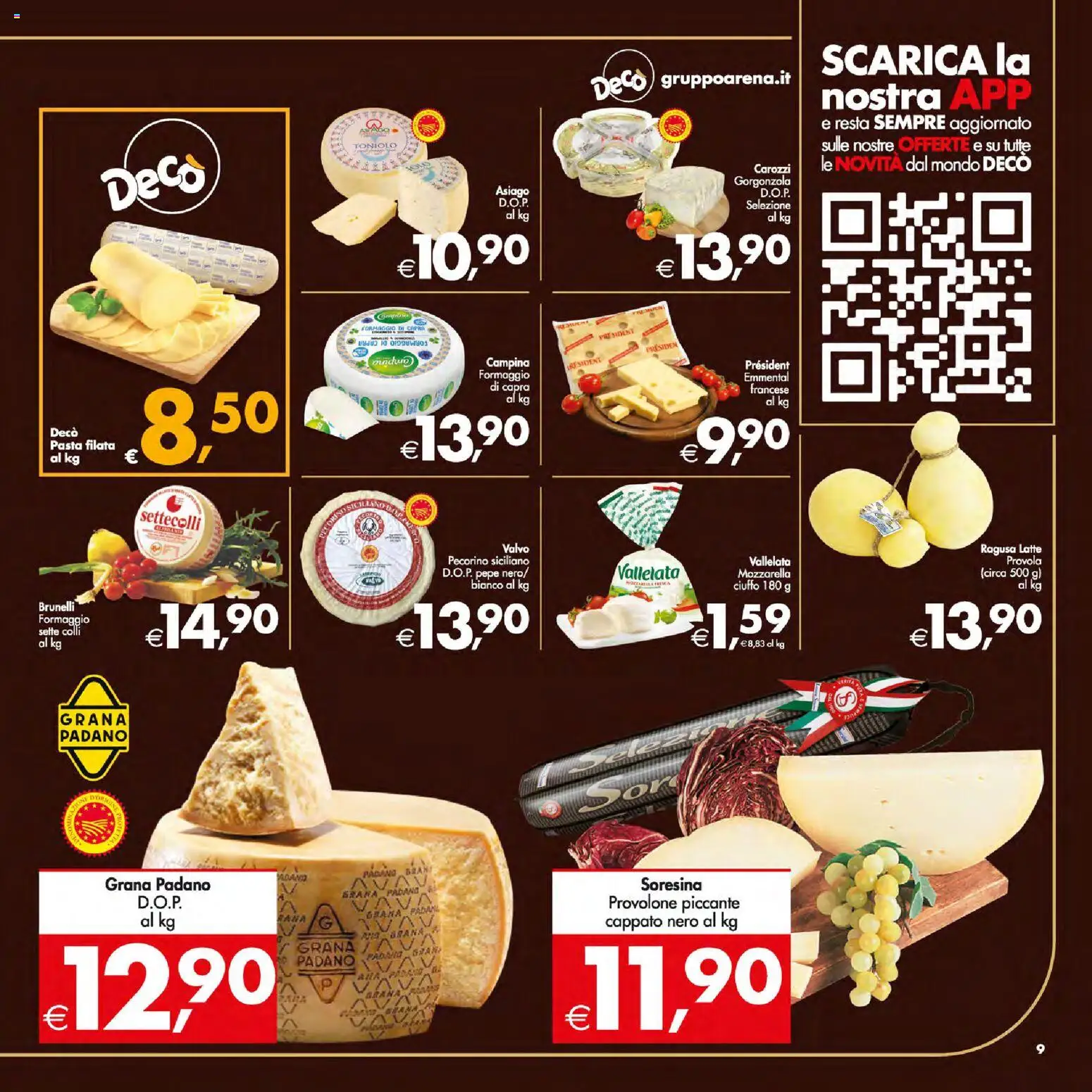 Volantino Decò del 13.01.2026 | Pagina: 9 | Prodotti: Formaggio, Pasta, Grana Padano, Emmental