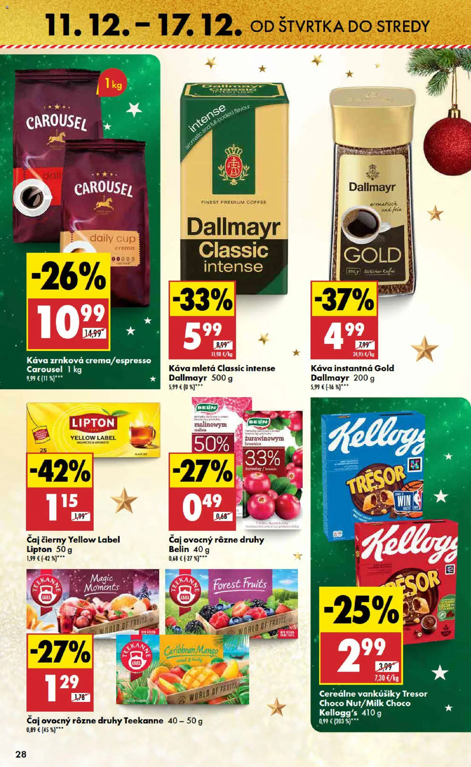 Nové Biedronka akcie – leták je platný od 11.12.2025 | Strana: 28 | Produkty: Káva, Čaj, Mango, Teekanne