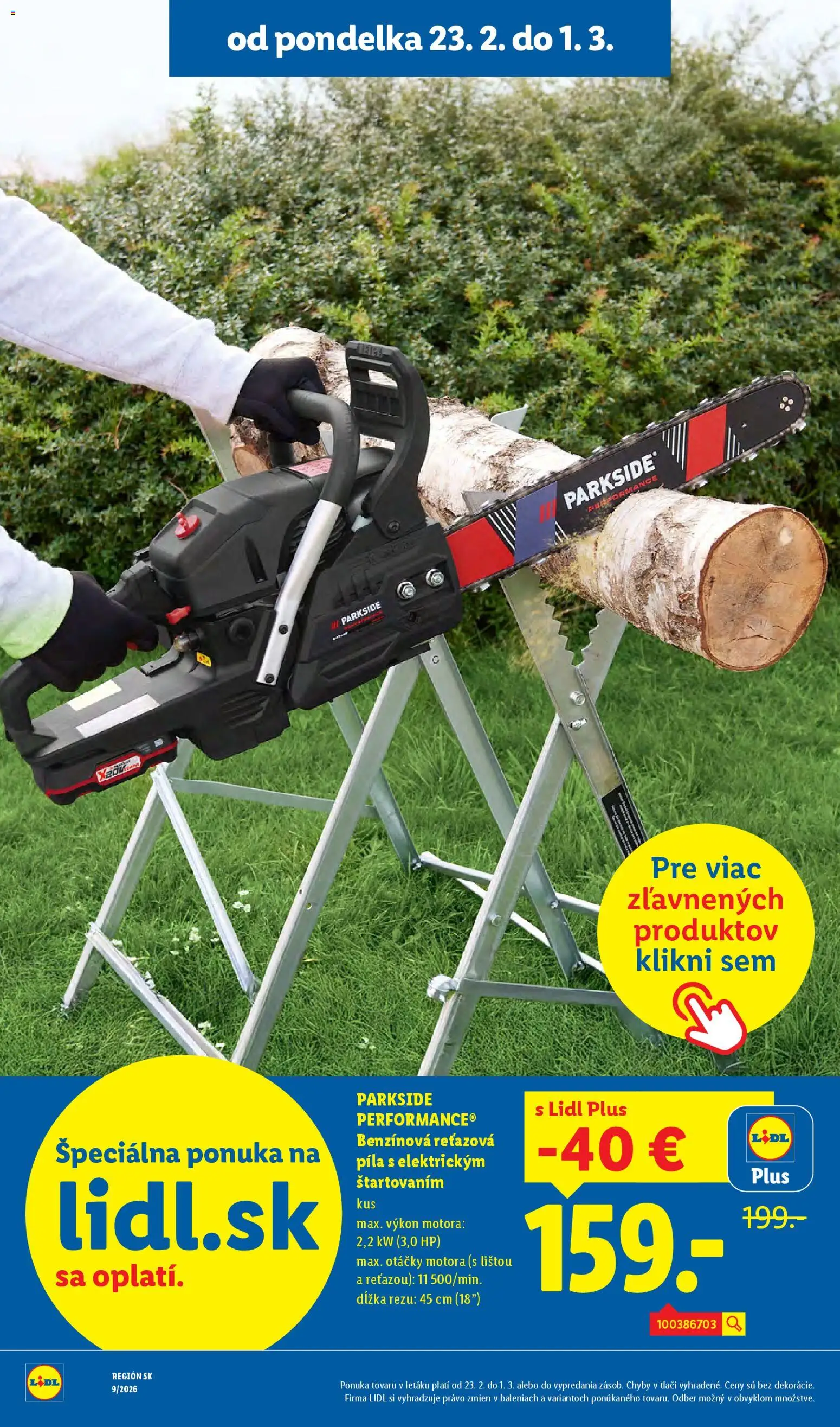 Nové Lidl akcie – leták je platný od 26.02.2026 | Strana: 94 | Produkty: Reťazová píla, Píla, Parkside