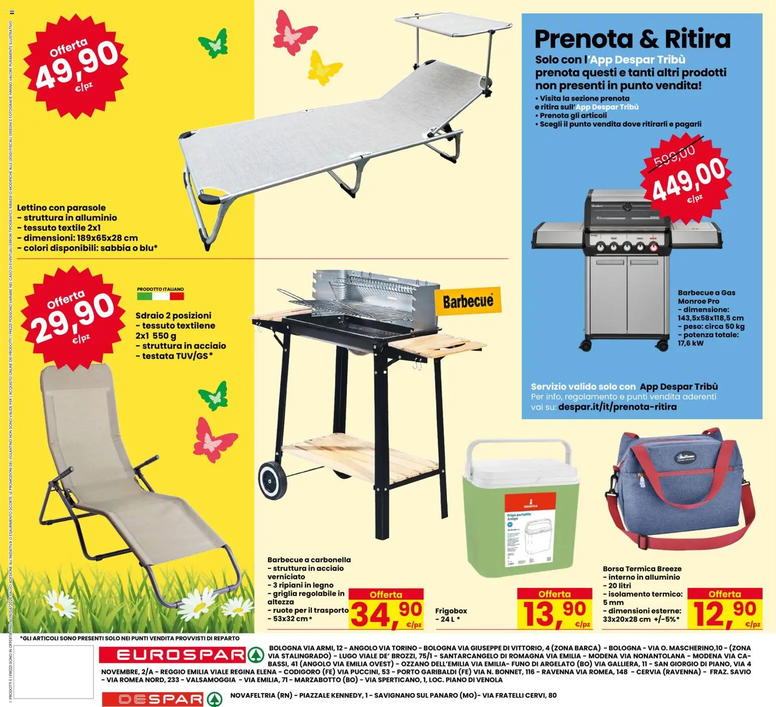 Volantino Eurospar del 09.04.2026 | Pagina: 20 | Prodotti: Sdraio, Barbecue, Barbecue a gas, Lettino