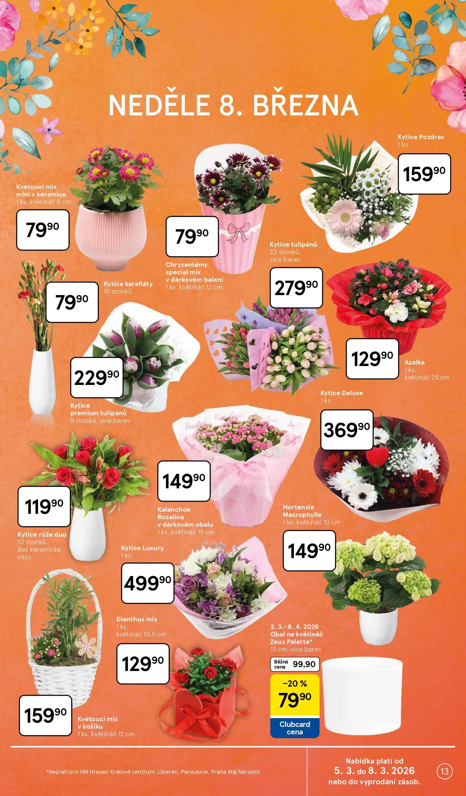Tesco leták - Hypermarket od 04.03.2026 | Strana: 13 | Produkty: Kalanchoe, Deluxe, Obal na květináč, Květináč