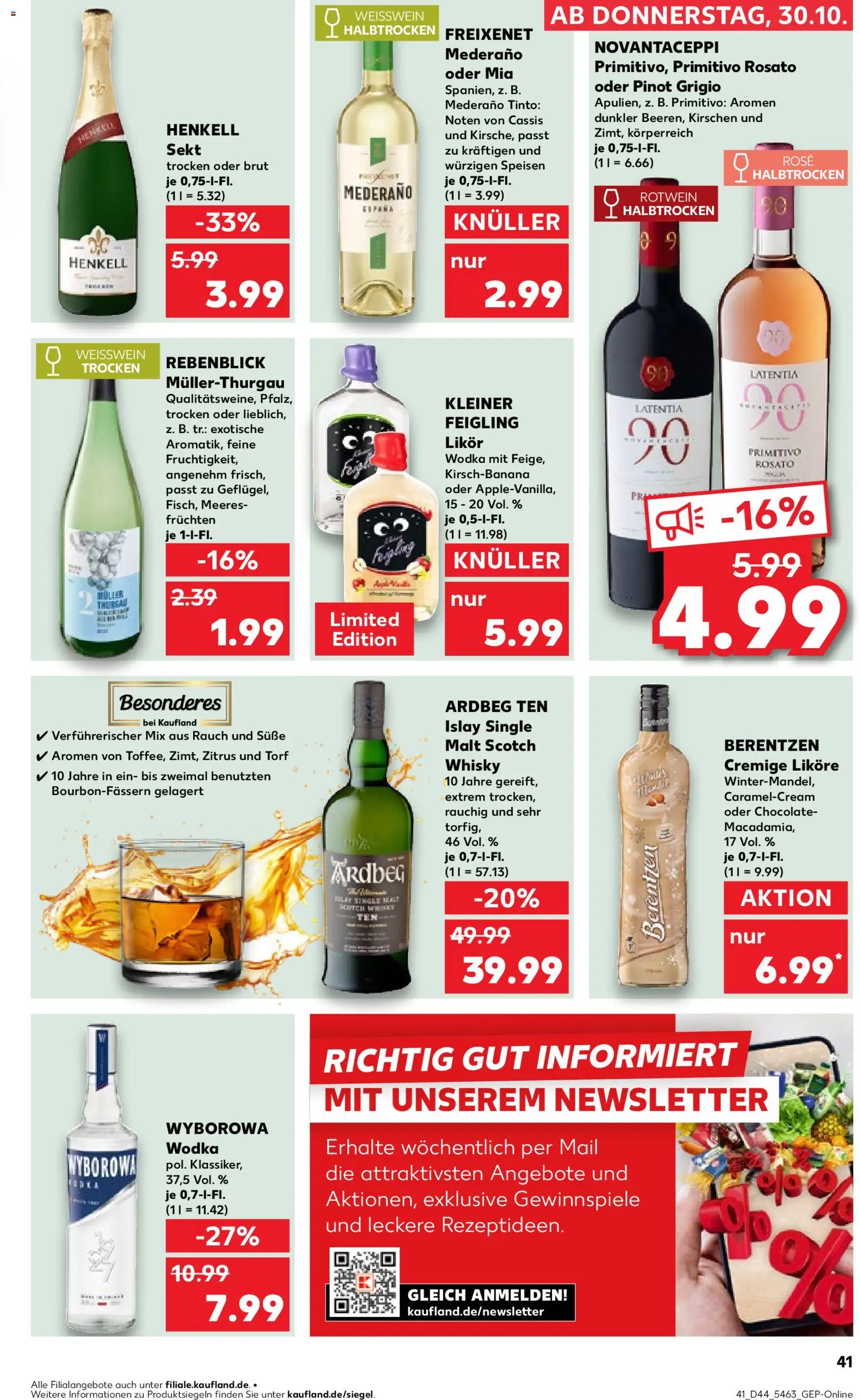 Kaufland prospekt Hamburg	 – gültig ab 30.10.2025 | Seite: 41 | Produkte: Whisky, Freixenet, Rotwein, Kirschen