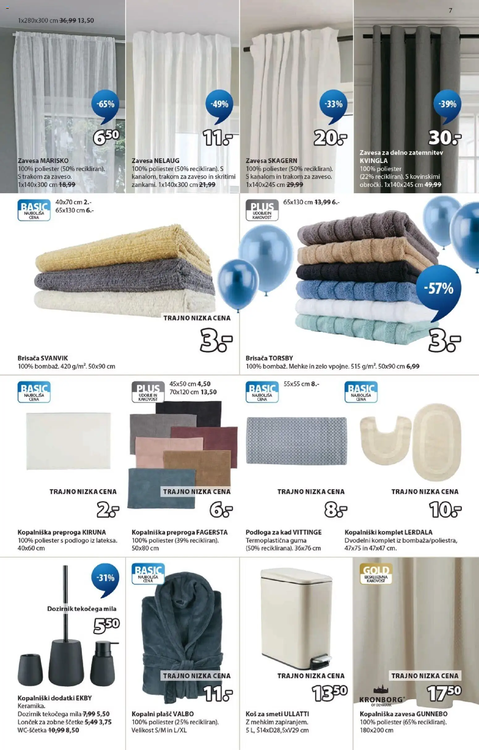 Novi JYSK katalog ponudbe – veljaven od 15.04.2026 | Stran: 7 | Izdelki: Kopalniški dodatki, Preproga, Podloga, Plasc