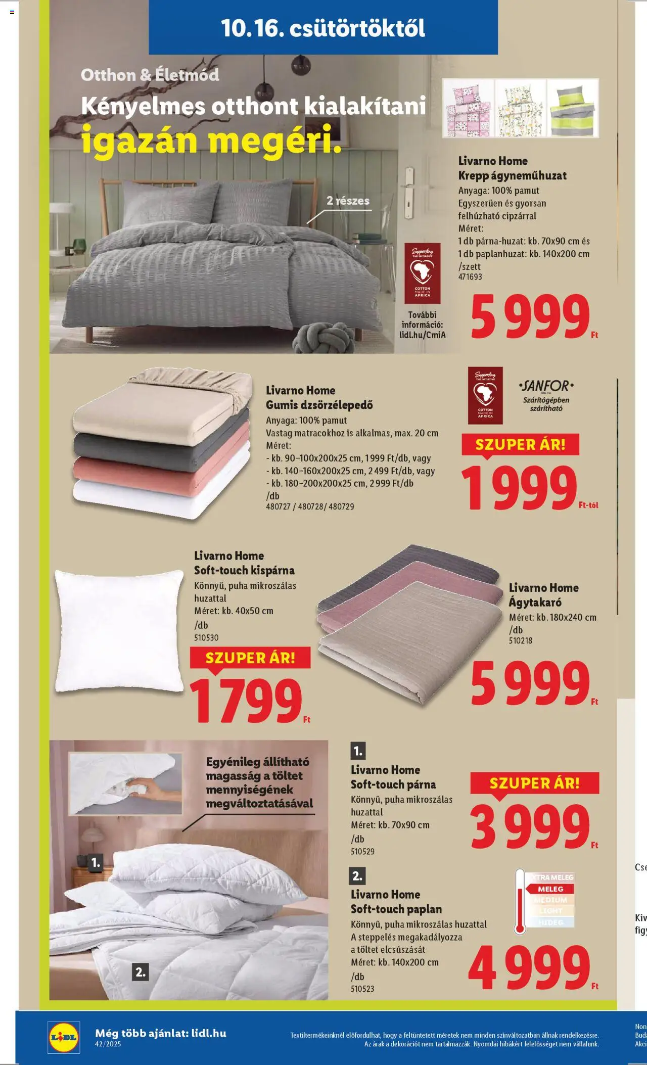Lidl akciós ujság - amely érvényes a következő dátumtól: 16.10.2025 | Oldal: 28 | Termékek: Paplan, Párna, Ágyneműhuzat, Ágytakaró
