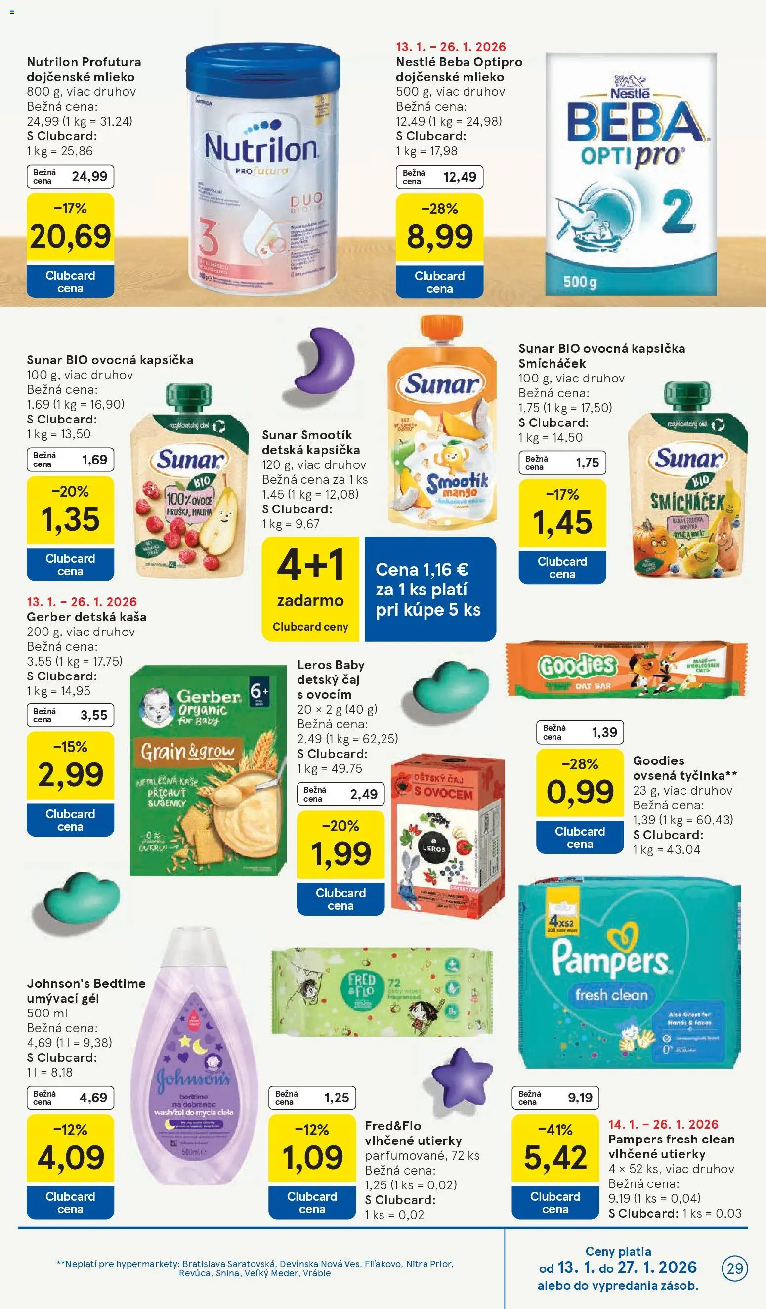 Nové Tesco akcie – leták je platný od 21.01.2026 | Strana: 29 | Produkty: Mlieko, Čaj, Mango, Pampers