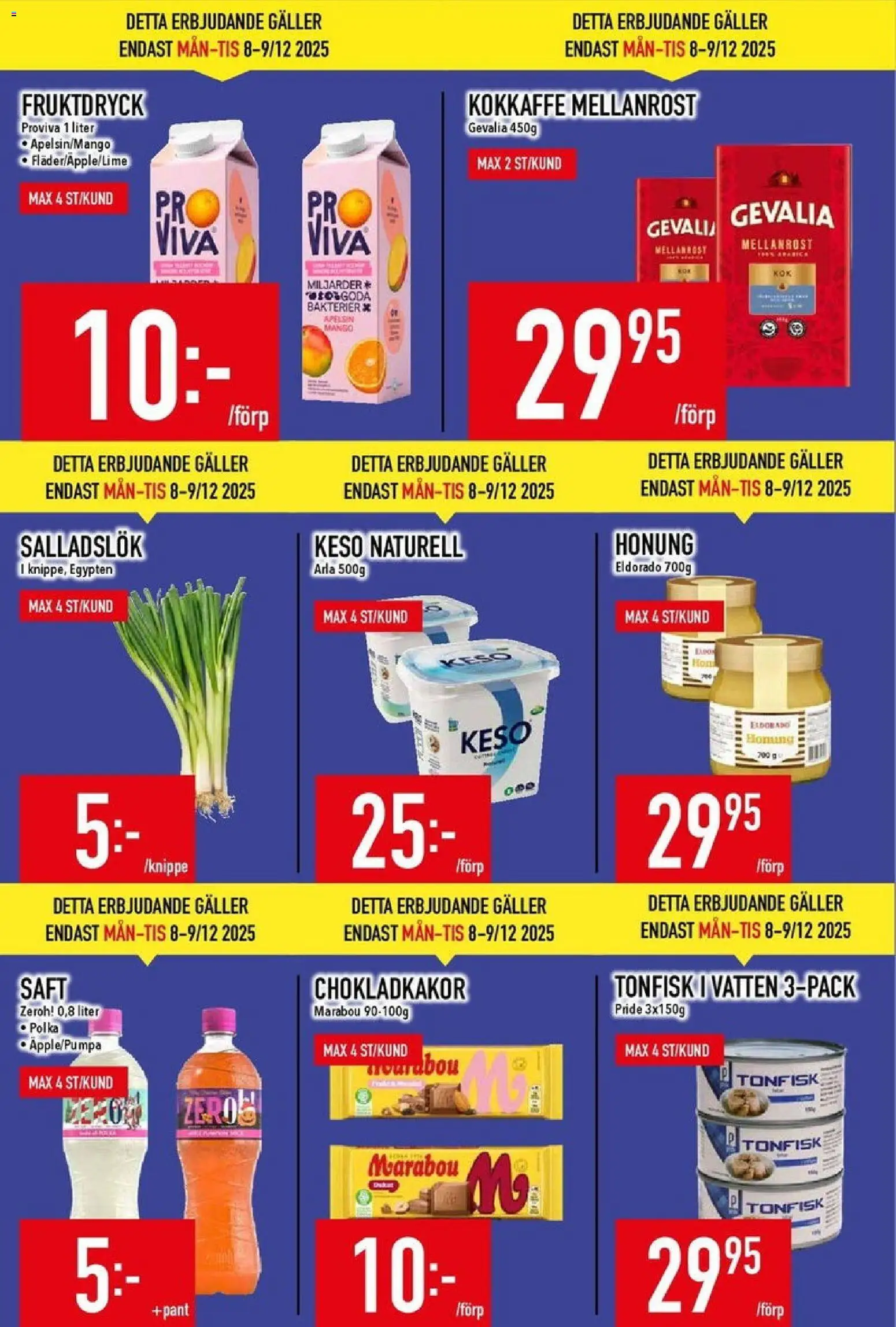 Matdax reklamblad aktuell från 08.12.2025 | Sida: 2 | Produkter: Galler, Tonfisk, Apelsin, Mango