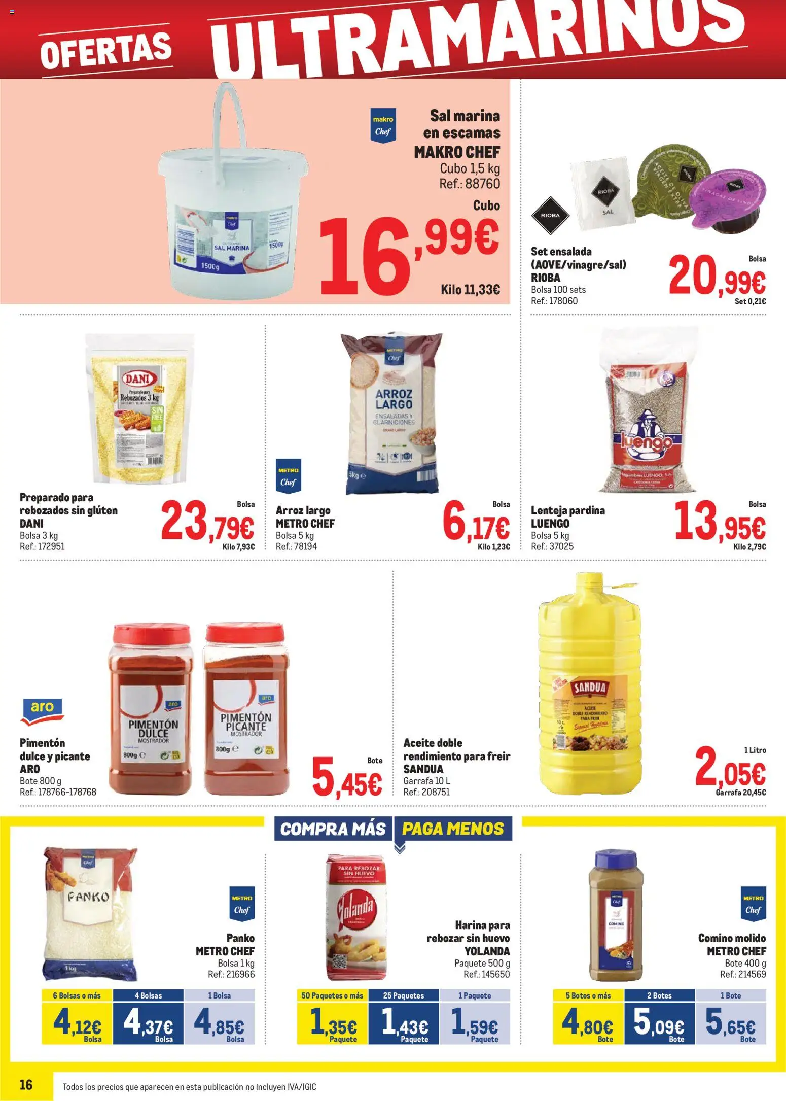 Makro - Precios Cataluña │ válido desde el 03.11.2025 | Página: 16 | Productos: Aceite, Arroz, Ensalada, Bolsa