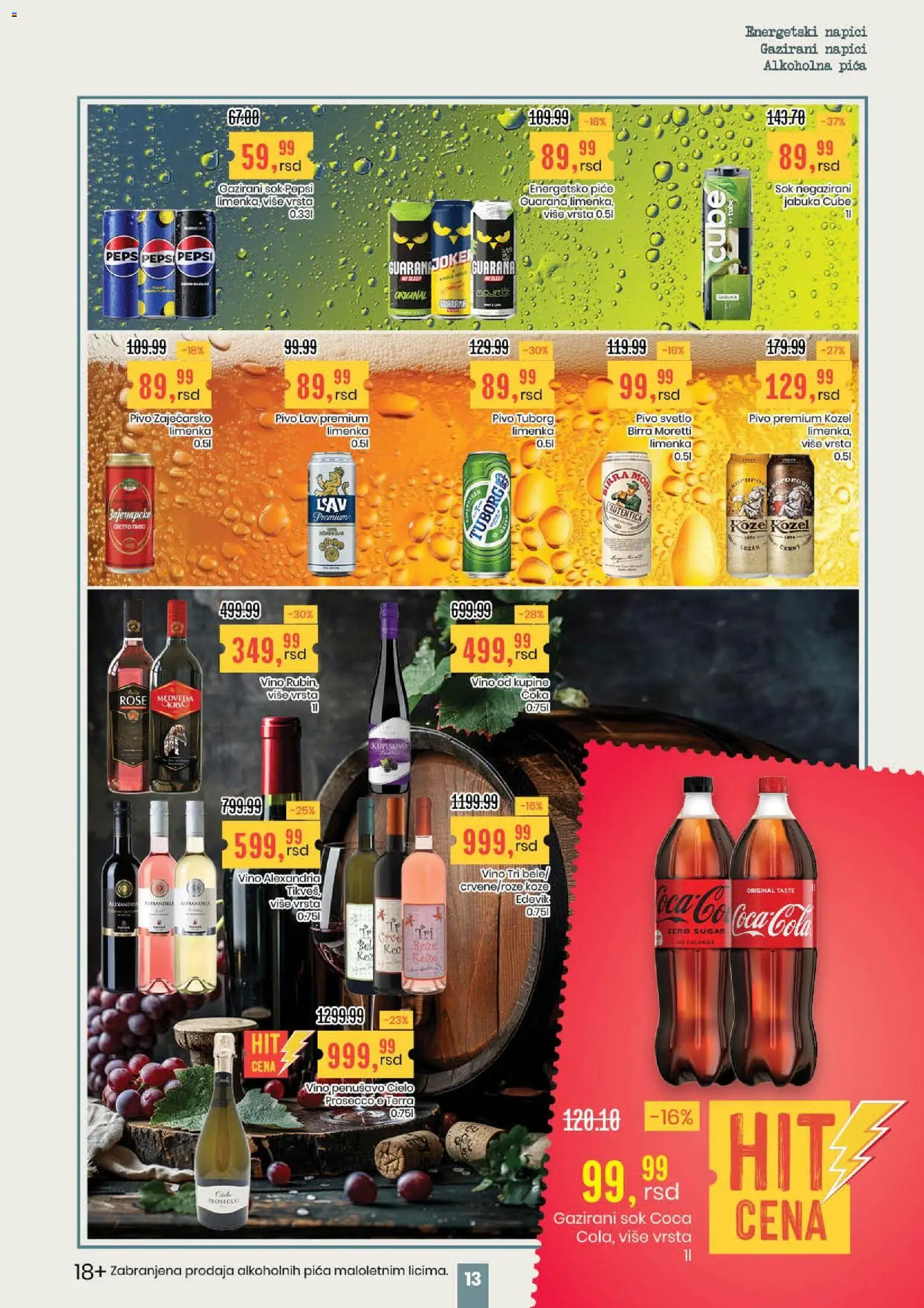 Aroma Market katalog - važi od 08.01.2026 | Strana: 13 | Proizvode: Coca Cola, Sok, Pivo, Pepsi
