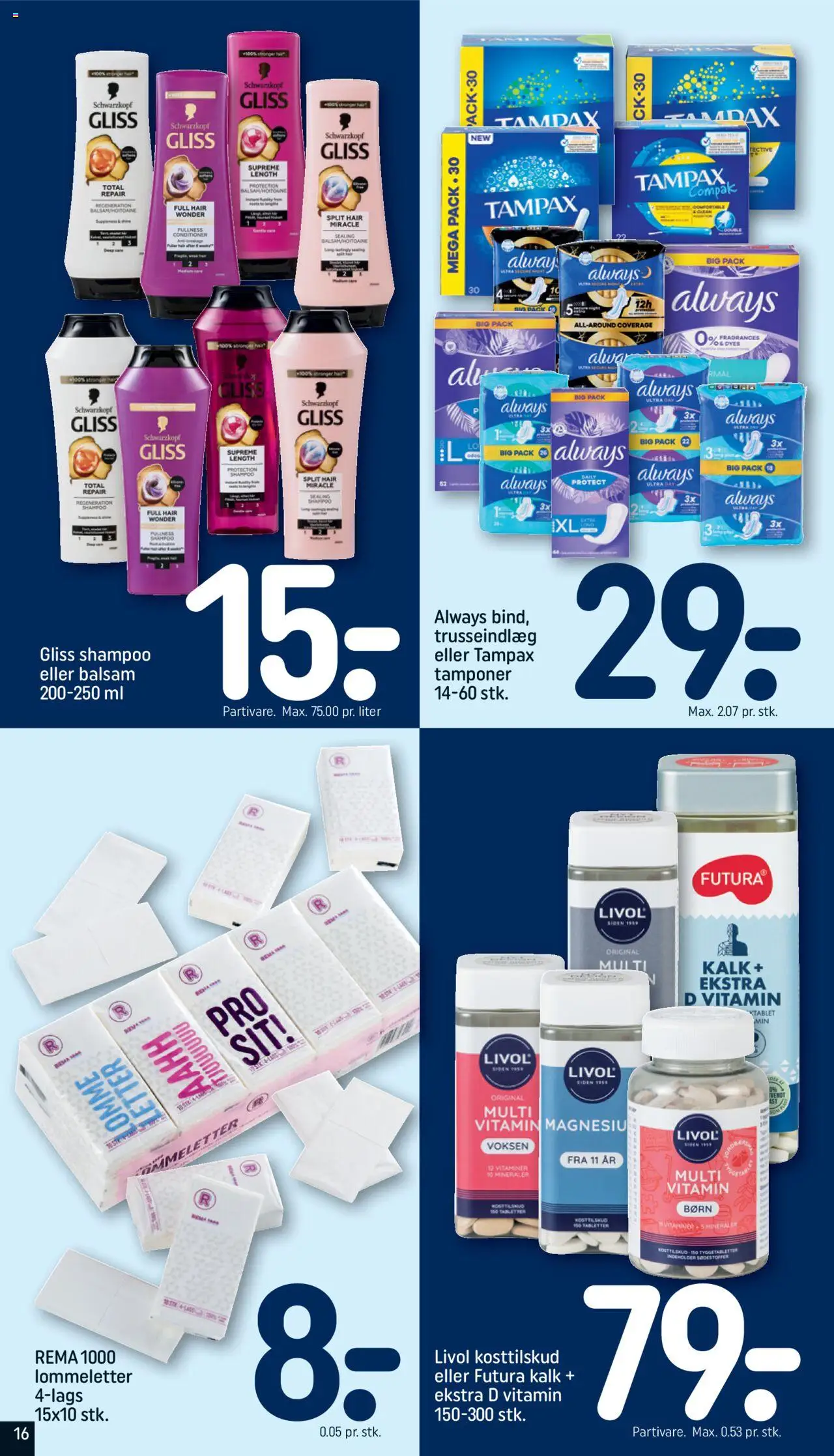 Rema 1000 Tilbudsavis gyldig fra 24.08.2025 | Side: 16 | Produkter: Shampoo, Balsam