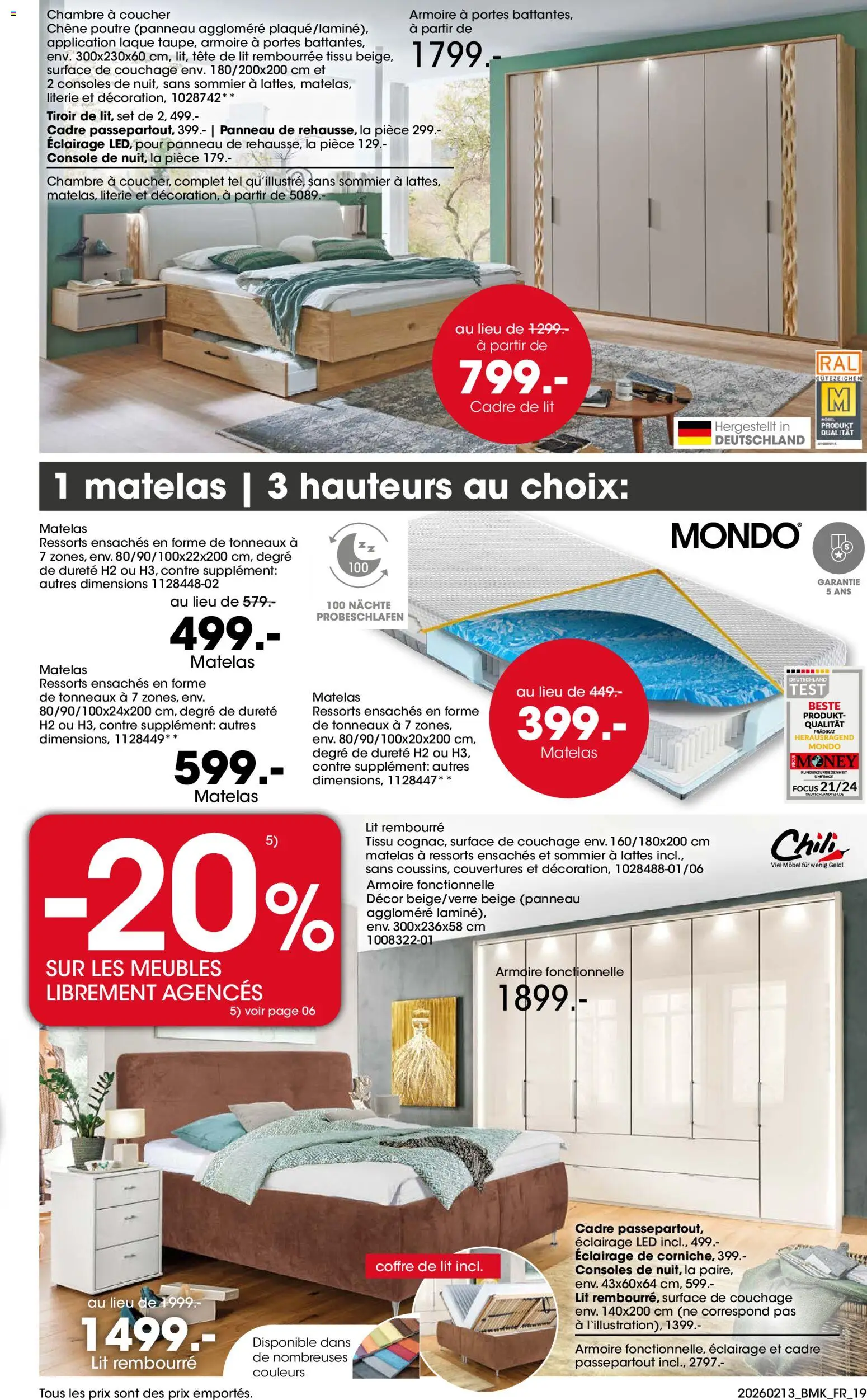 {H1} | Page: 19 | Produits: Tête de lit, Sommier, Laque, Literie