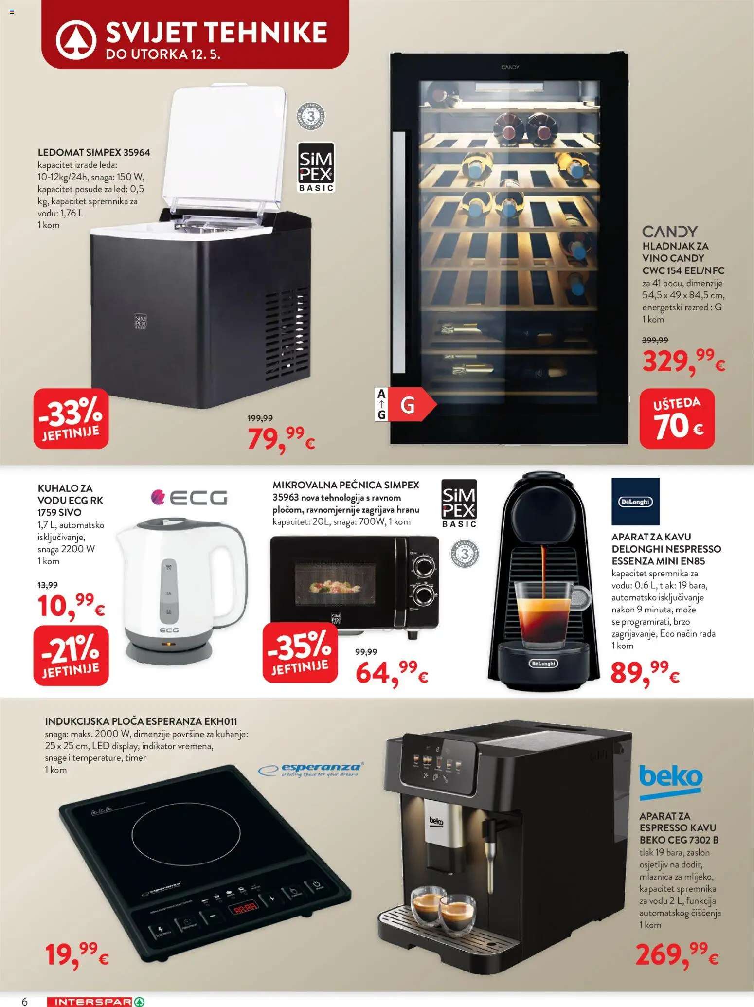 Interspar katalog | vrijedi od 15.04.2026 | Stranica: 6 | Proizvodi: Aparat za kavu, Indukcijska ploča, Pećnica, Mikrovalna pećnica