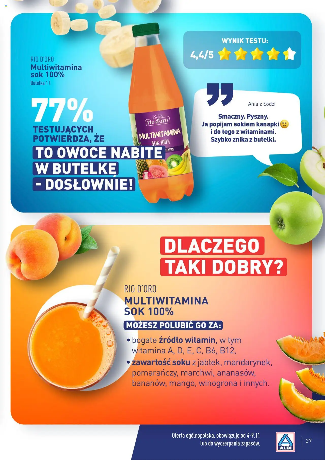 Aldi Gazetka - Wielki test od 04.11.2024 | Strona: 37 | Produkty: Winogrona, Sok, Owoce
