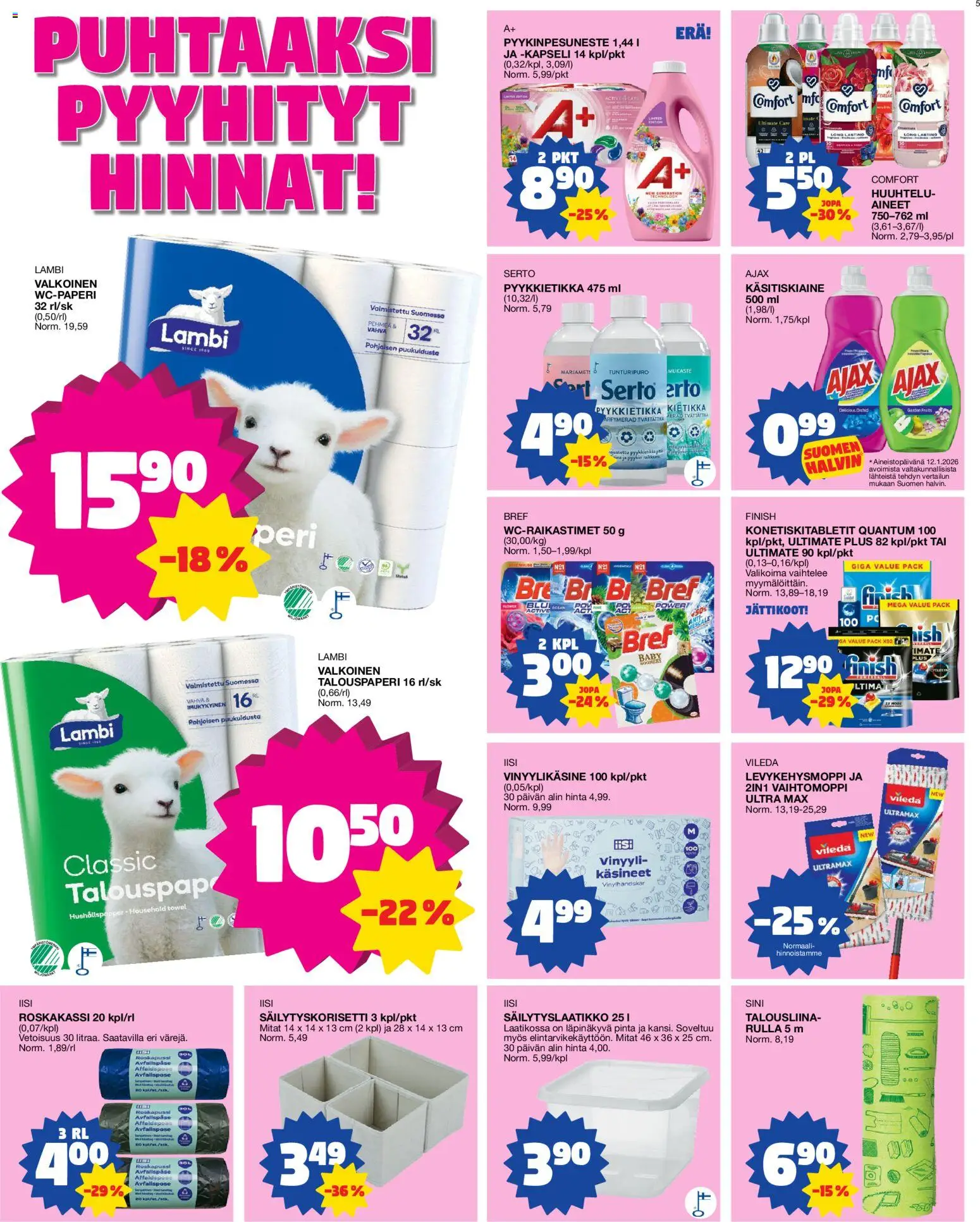 Tokmanni tarjoukset – voimassa 26.01.2026 alkaen | Sivu: 5 | Tuotteet: Wc-paperi, Käsineet