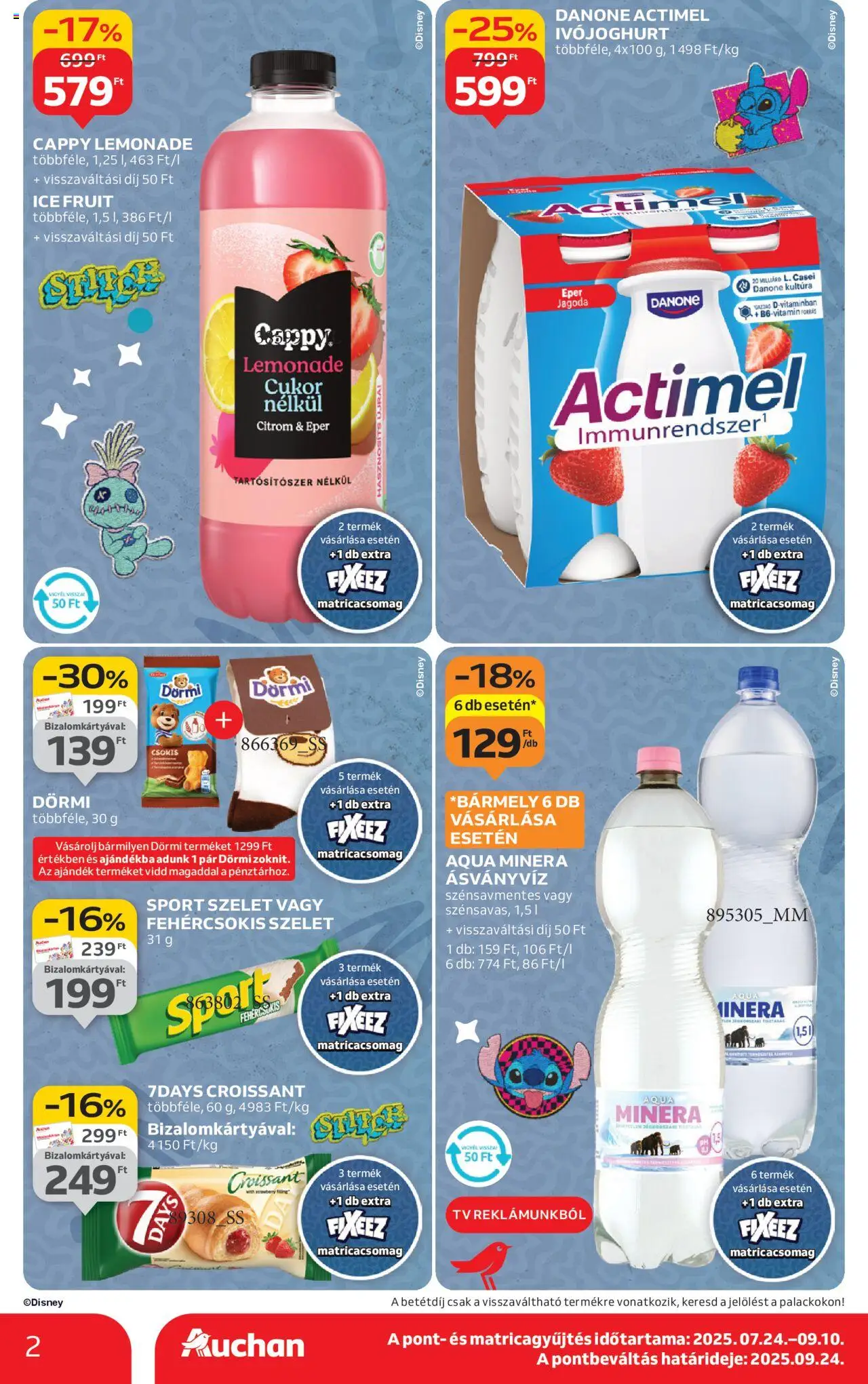 Auchan akciós ujság - amely érvényes a következő dátumtól: 28.08.2025 | Oldal: 2 | Termékek: Croissant, Ásványvíz, Eper, Cukor