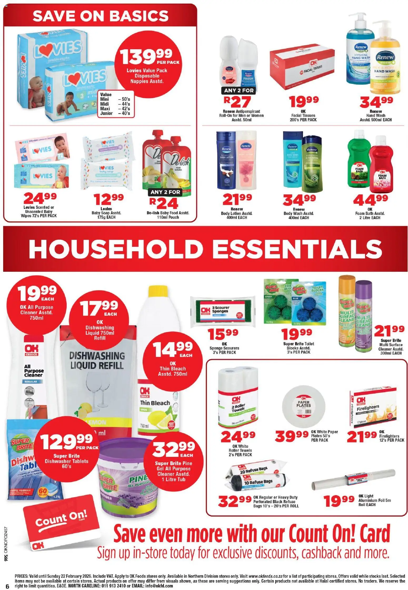 New OK Foods catalogue – valid from 11.02.2026 | Page: 6 | Products: Toilet, Foam, Lotion, Tissues