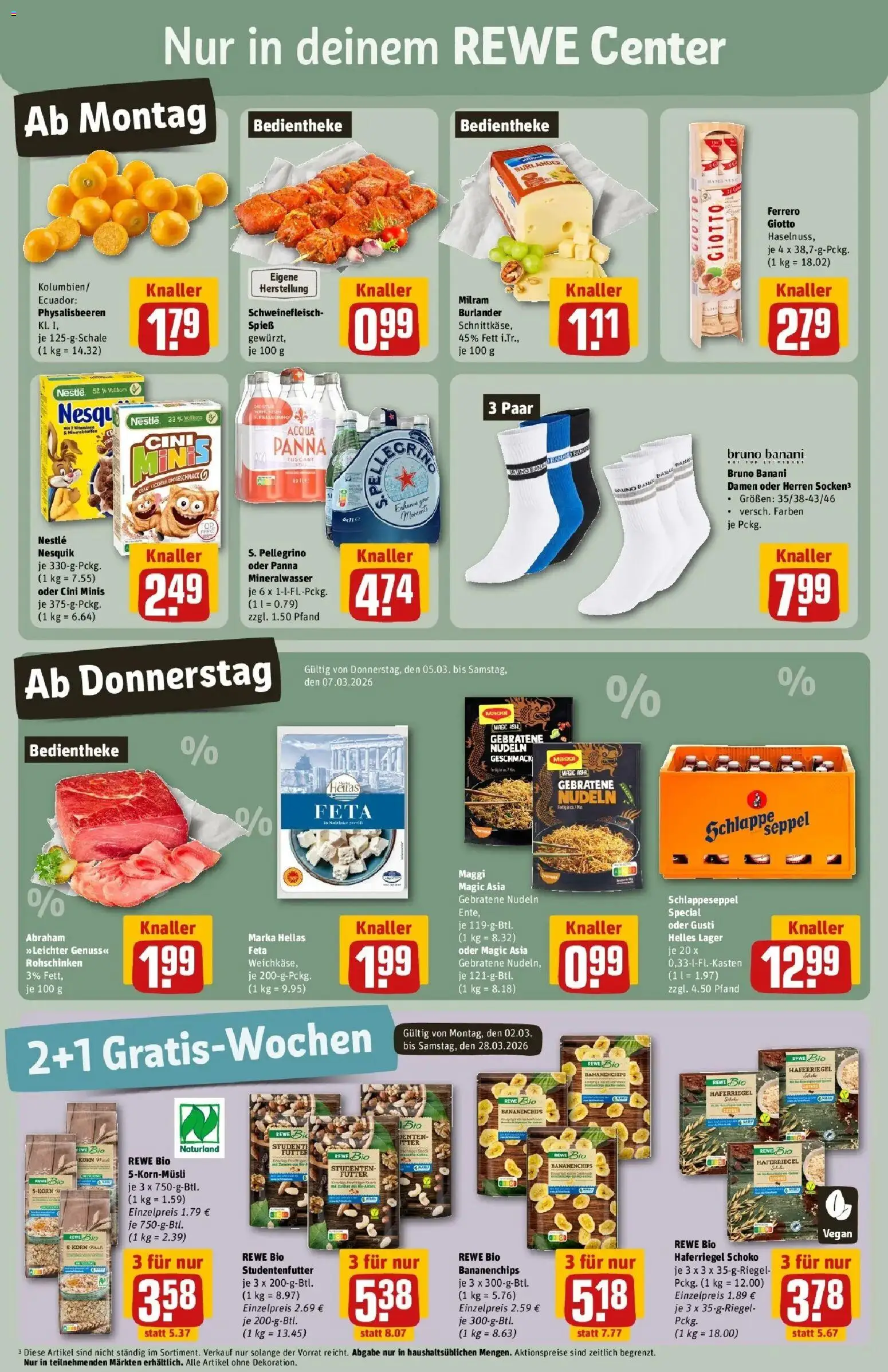 Rewe Prospekt Alzenau	 – gültig ab 02.03.2026 | Seite: 3 | Produkte: Feta, Schweinefleisch, Nudeln, Chips