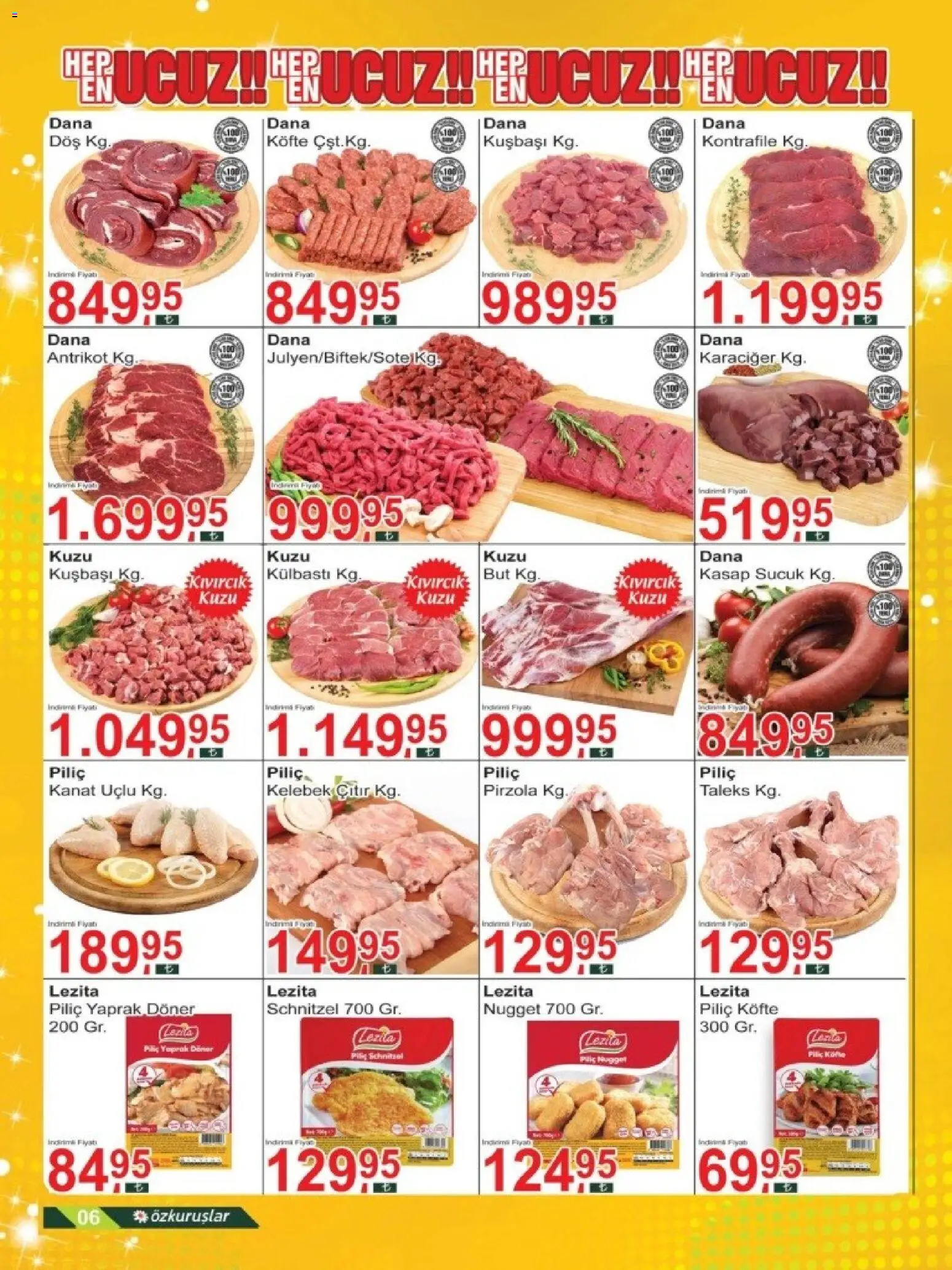Özkuruşlar Katalog - 17.03.2026 tarihinden itibaren geçerlidir | Sayfa: 6 | Ürünler: Döner, Piliç, Pirzola, Sucuk