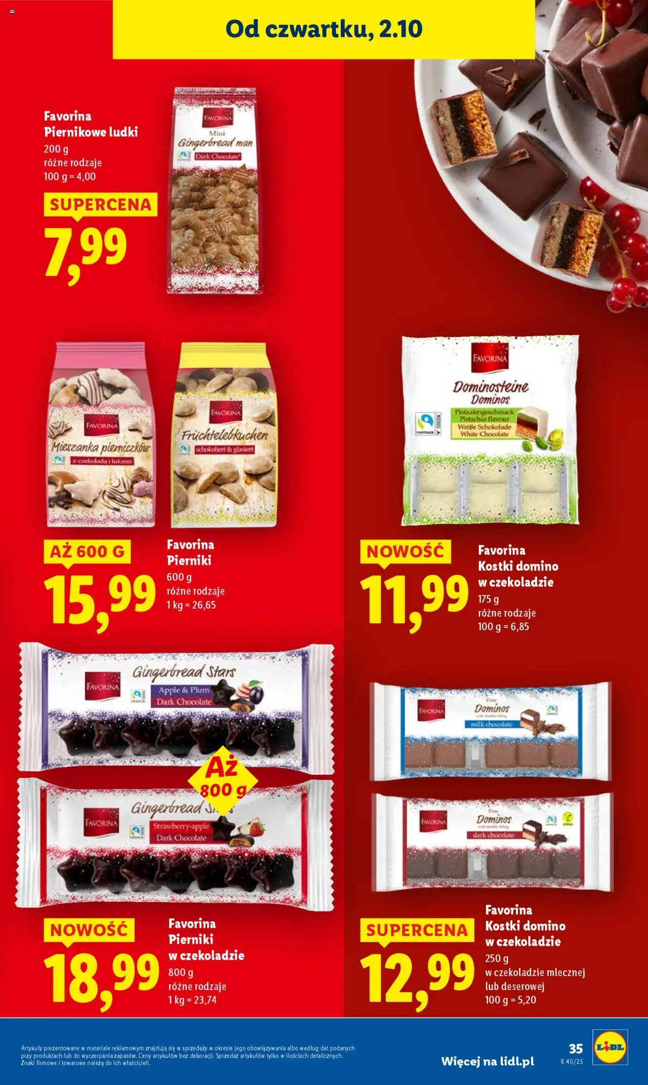 Lidl Gazetka od 02.10.2025 | Strona: 39 | Produkty: Pierniki, Pierniki w czekoladzie, Czekolada