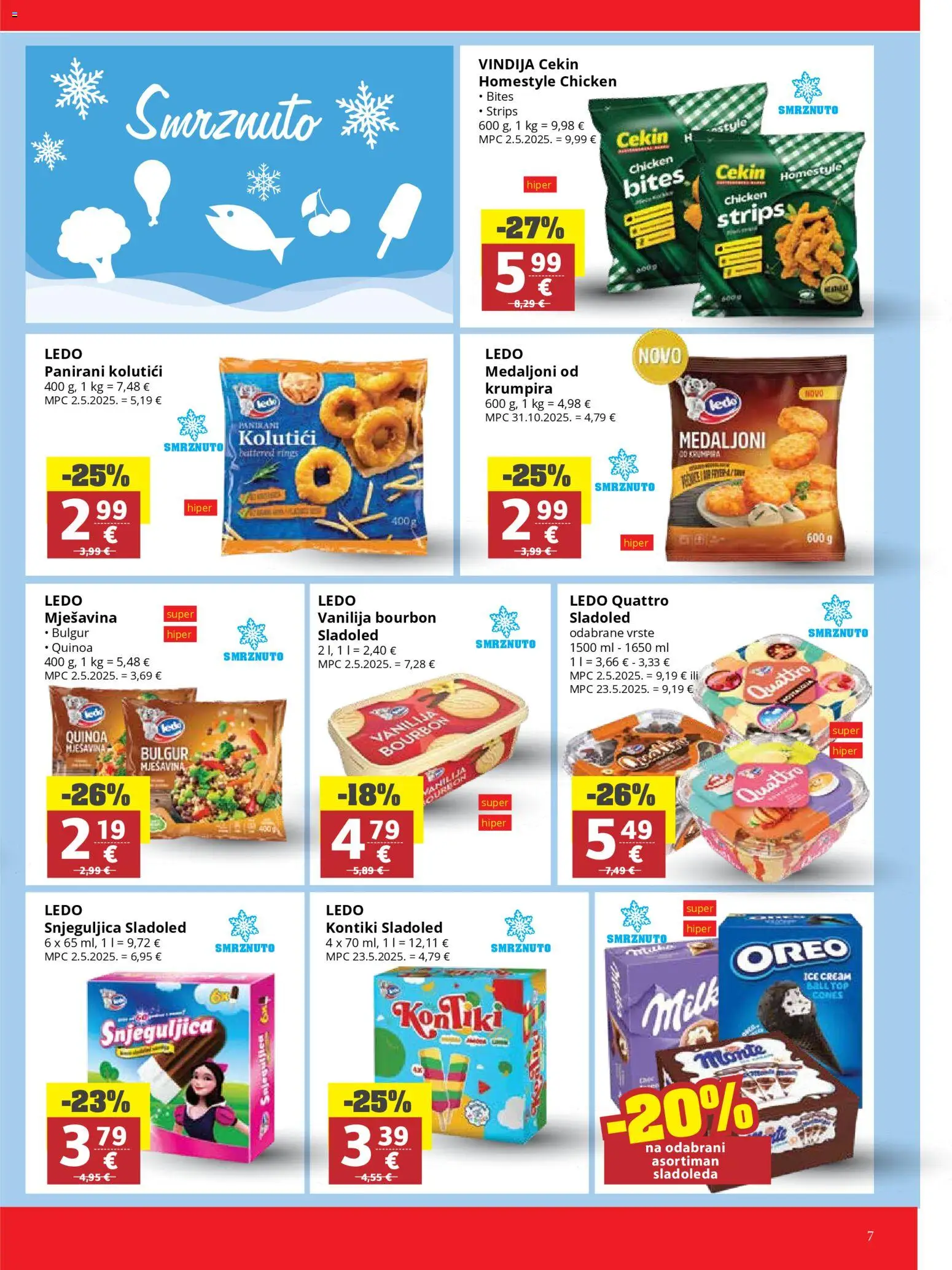 Ribola katalog | vrijedi od 22.04.2026 | Stranica: 7 | Proizvodi: Vindija, Ledo, Sladoled, Bulgur