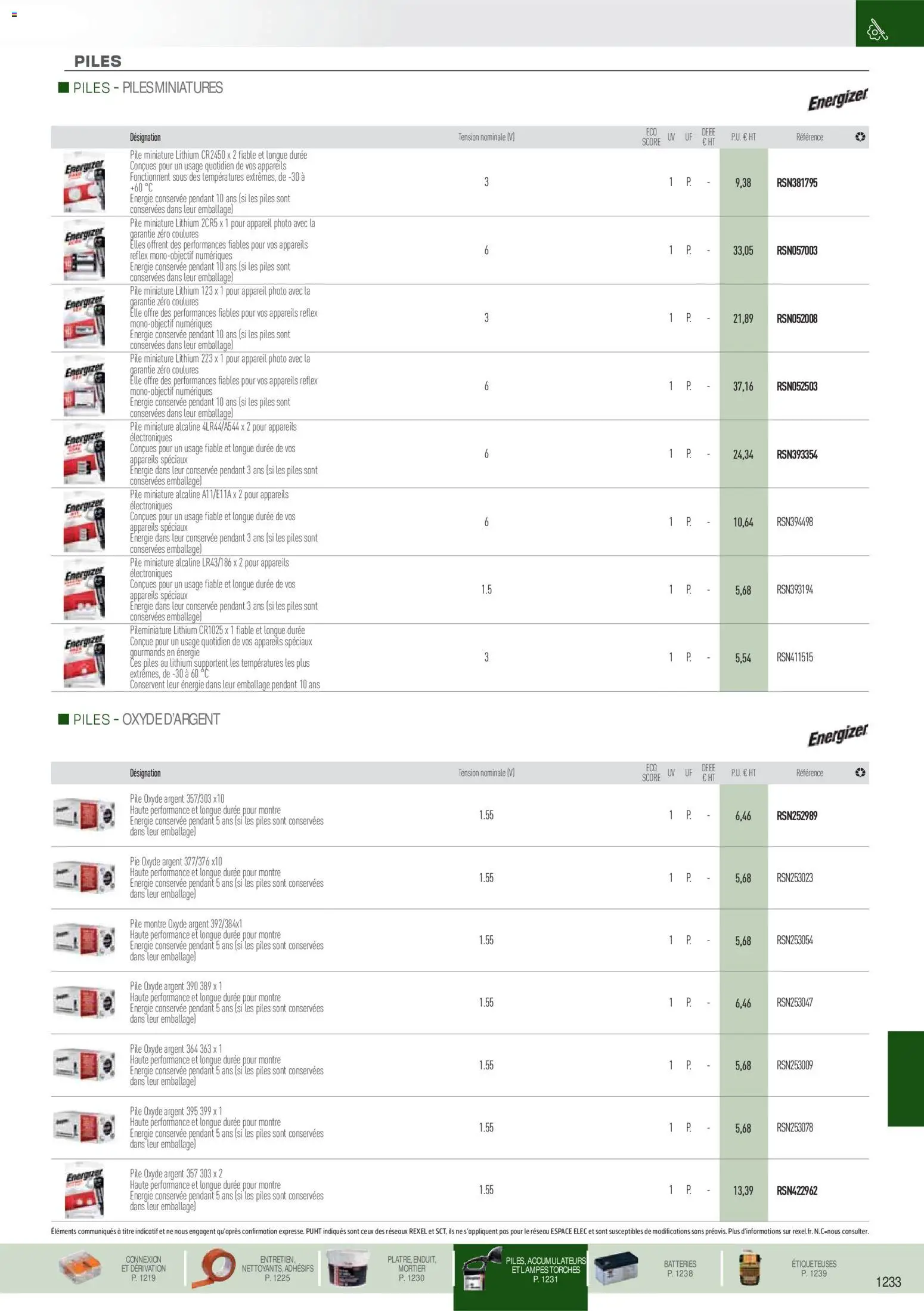 {H1} | Page: 124 | Produits: Montre, Appareil photo, Mortier, Piles