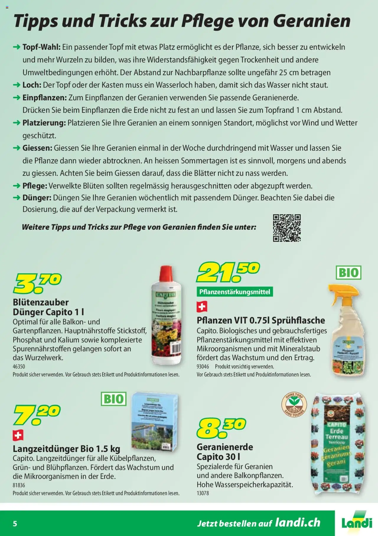 Landi Aktionen Geranien ab 17.03.2025 | Seite: 5 | Produkte: Drücken sie, Wasser