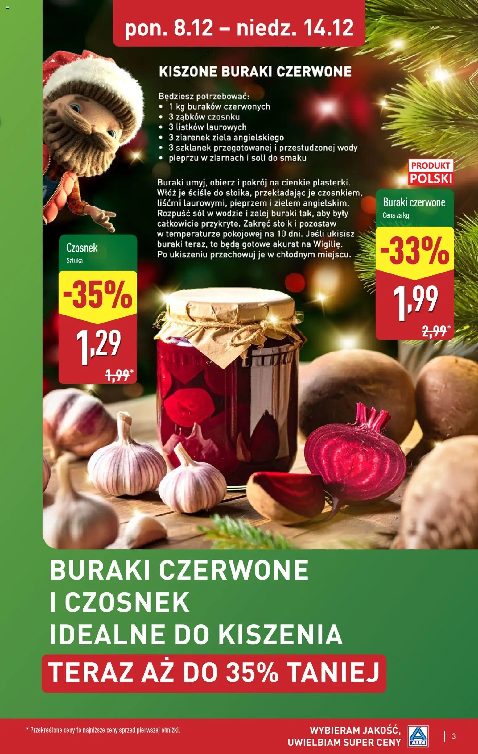 Aldi Gazetka - Gwiazdy świątecznego stołu od 08.12.2025 | Strona: 3 | Produkty: Czosnek, Buraki, Sól