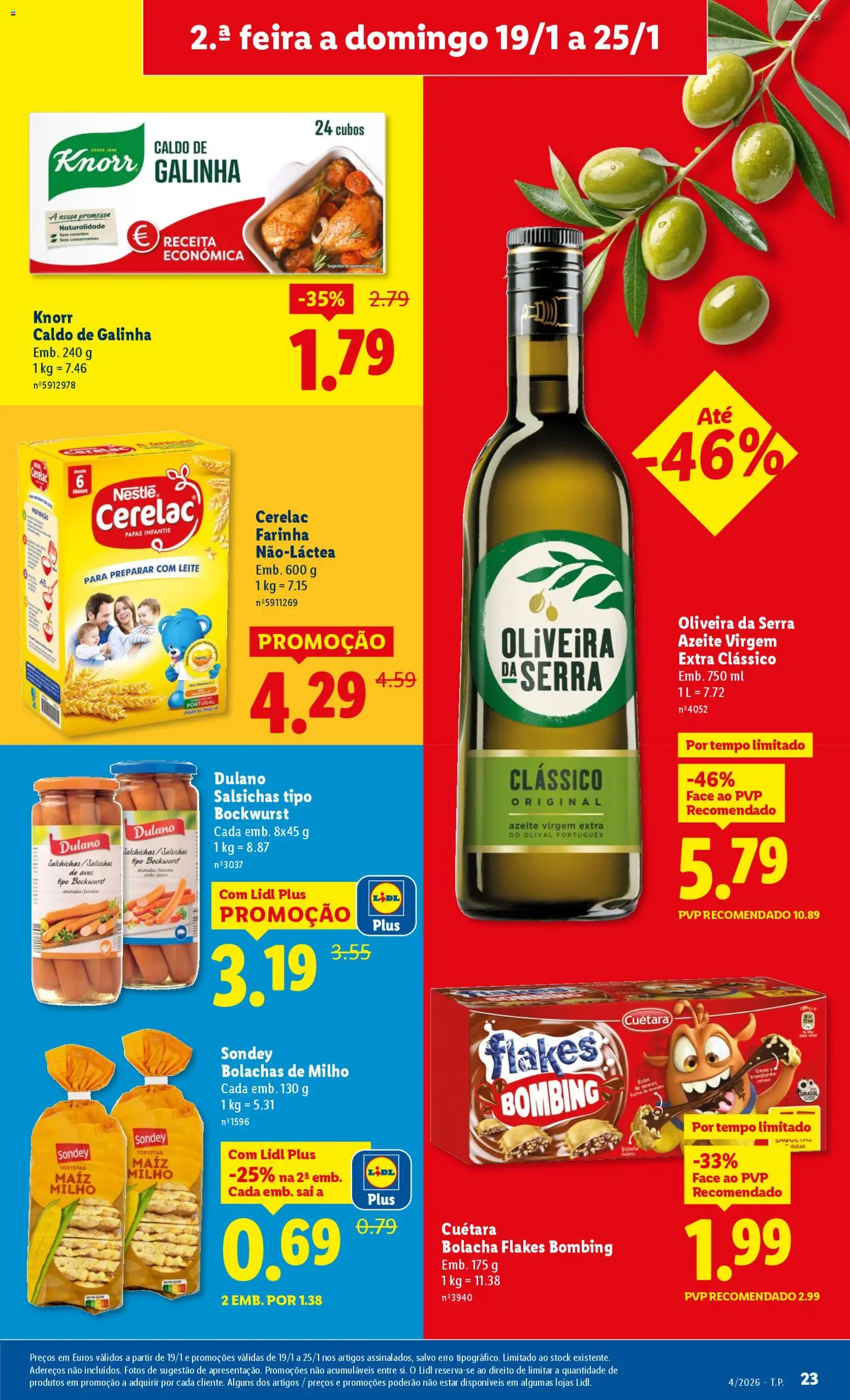 Lidl folheto │ válido de 19.01.2026 | Página: 23 | Produtos: Azeite, Knorr, Leite, Chocolate
