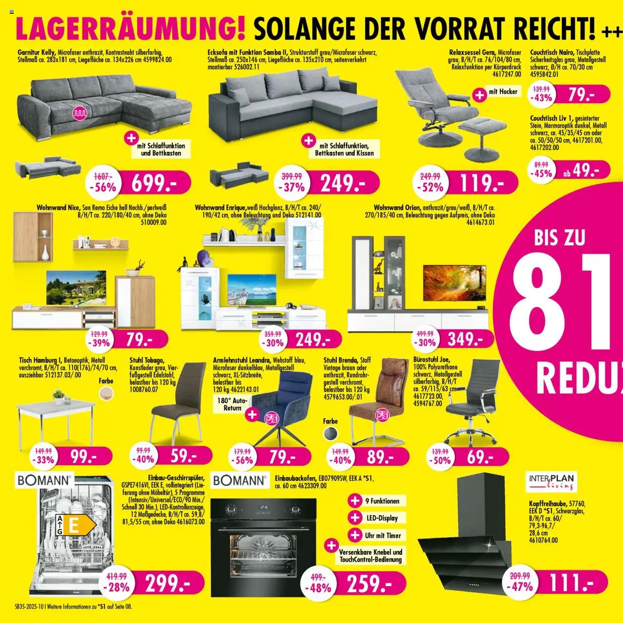 SB Möbel Boss Prospekt 	 - gültig ab dem 23.08.2025 | Seite: 10 | Produkte: Wohnwand, Kissen, Couchtisch, Uhr