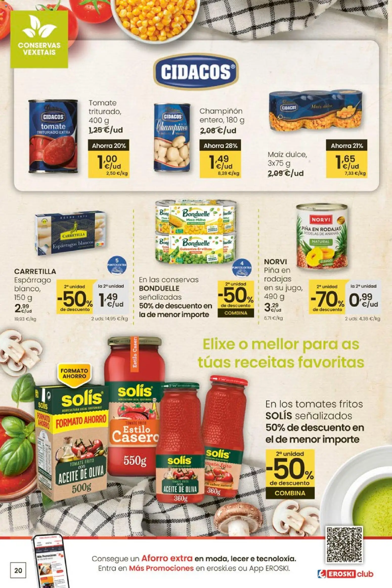 Eroski - Para un xaneiro máis lixeiro │ válido desde el 05.01.2026 | Página: 20 | Productos: Aceite, Tomates, Piña, Aceite de oliva