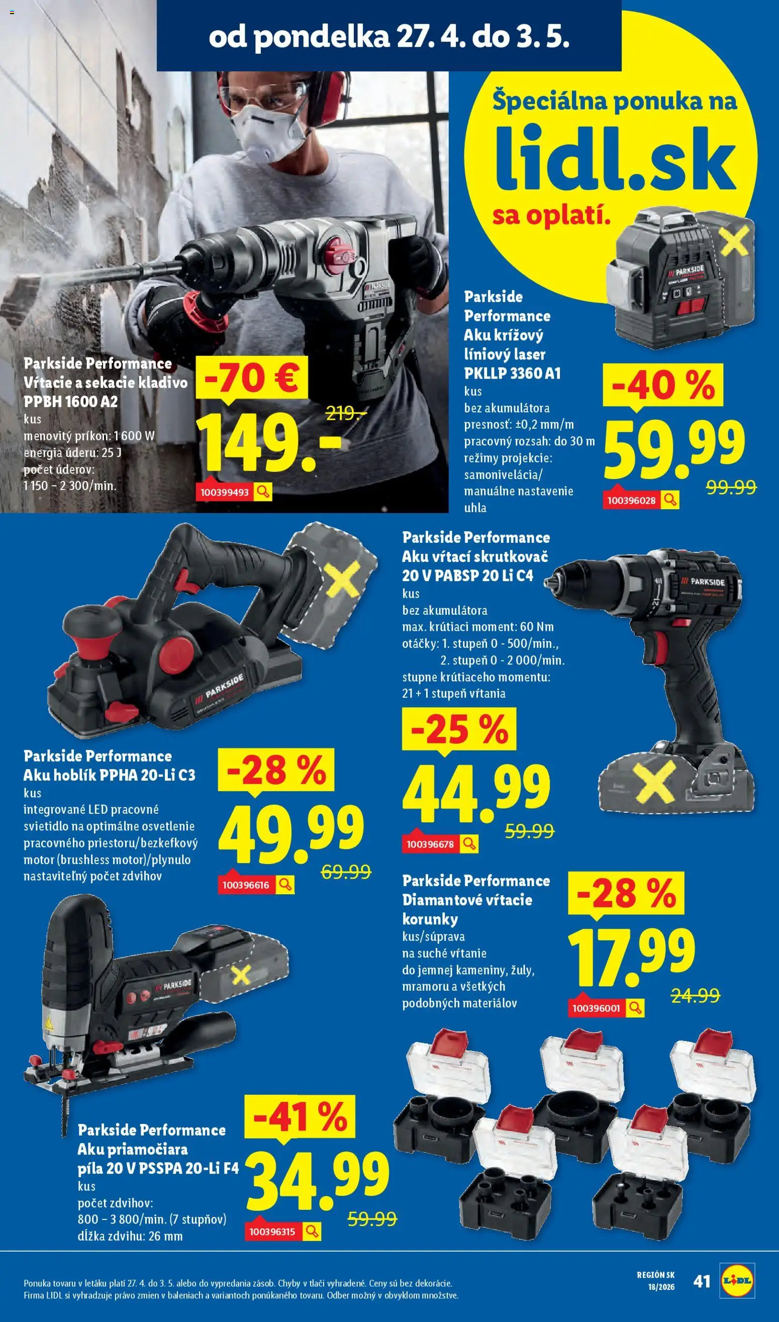 Nové Lidl akcie – leták je platný od 27.04.2026 | Strana: 49 | Produkty: Osvetlenie, Laser, Skrutkovač, Píla