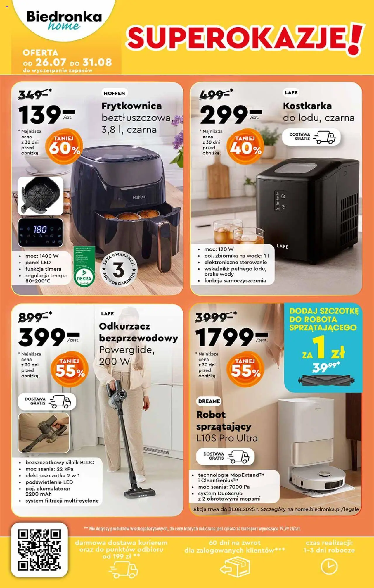 Biedronka gazetka - Hity i inspiracje od 18.08.2025 | Strona: 40 | Produkty: Odkurzacz, Cleaner, Frytkownica, Robot sprzątający