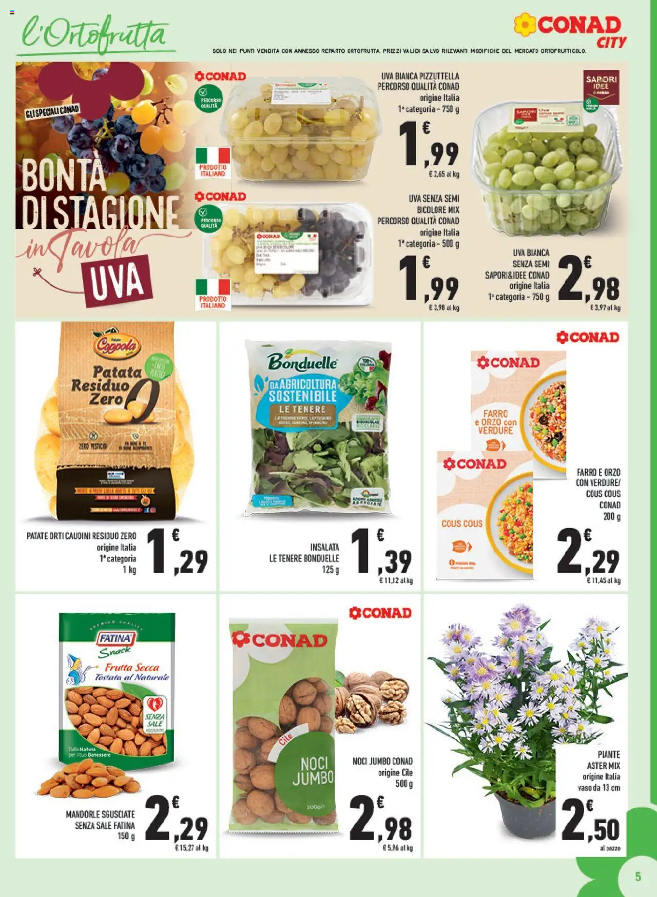 Volantino Conad del 24.09.2025 | Pagina: 5 | Prodotti: Insalata, Noci, Mandorle, Cous cous