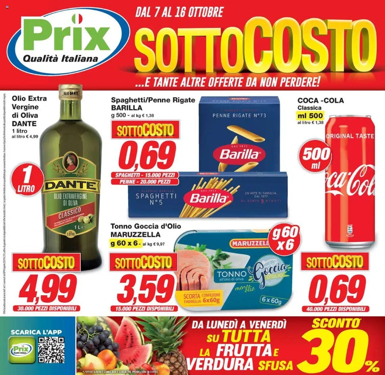 Volantino Prix del 07.10.2025 | Pagina: 1 | Prodotti: Olio, Tonno, Penne, Coca Cola